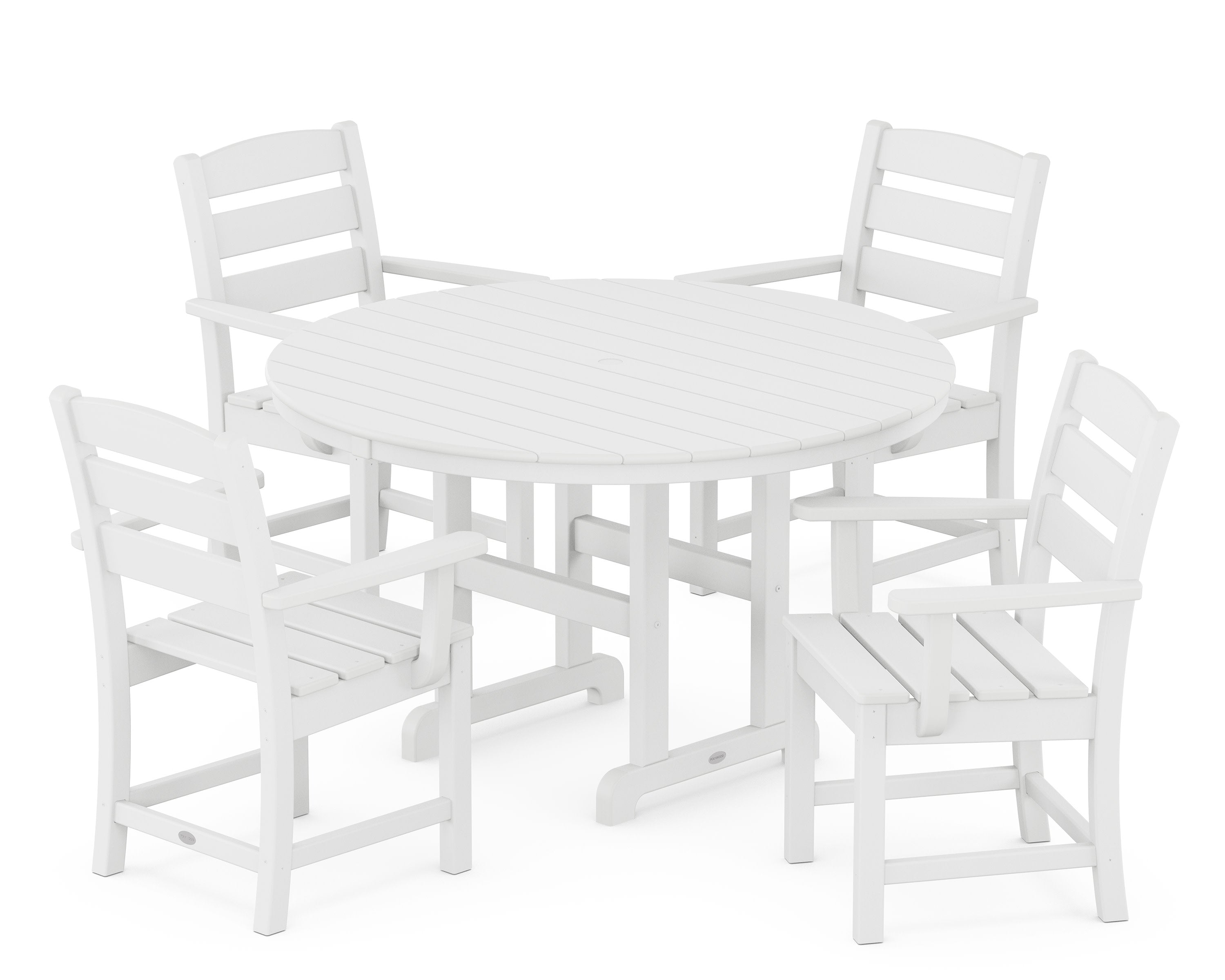 Lakeside 5-Piece Round Farmhouse Dining Set in White