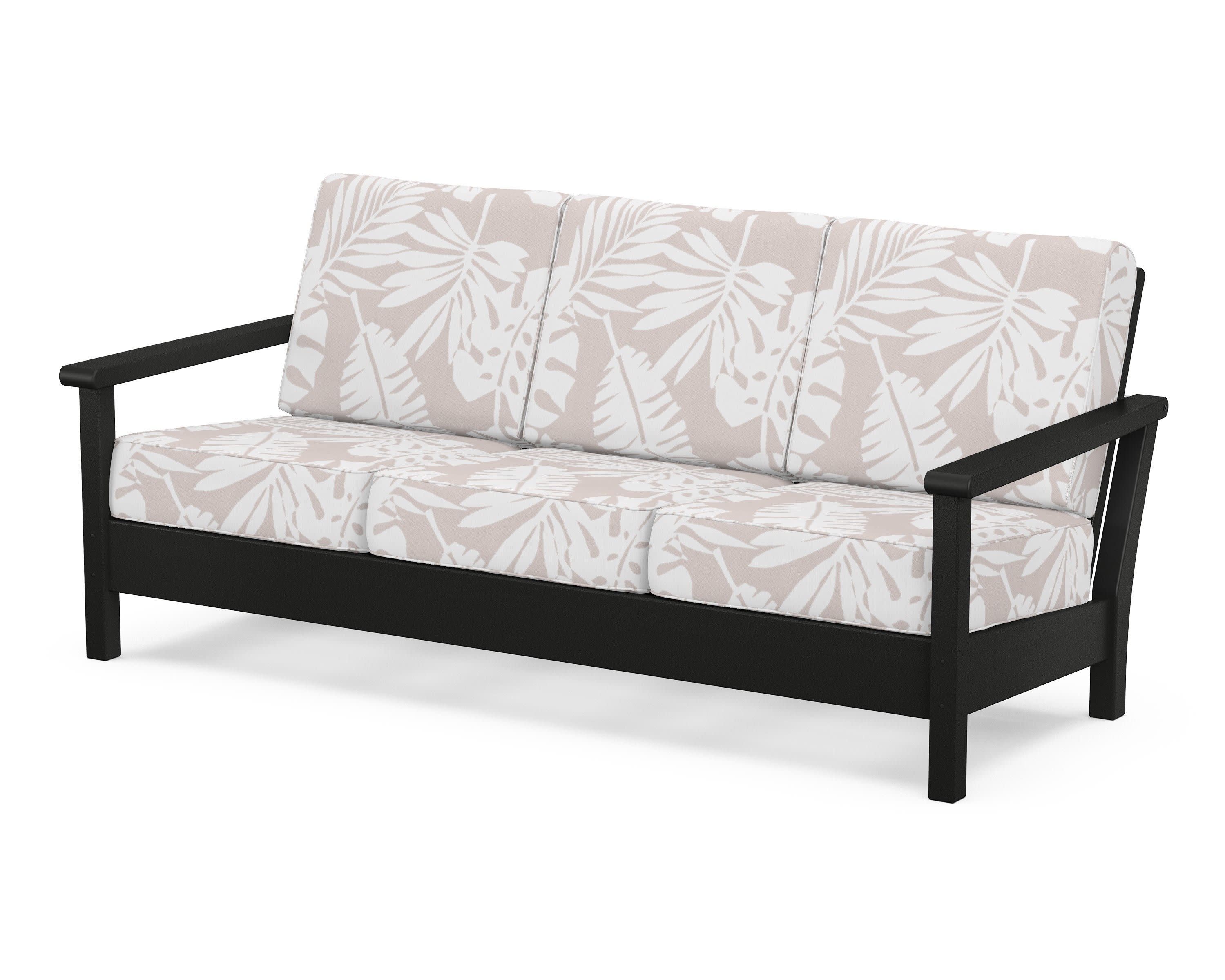 Harbour Deep Seating Sofa in Black / Leaf Dune Burlap