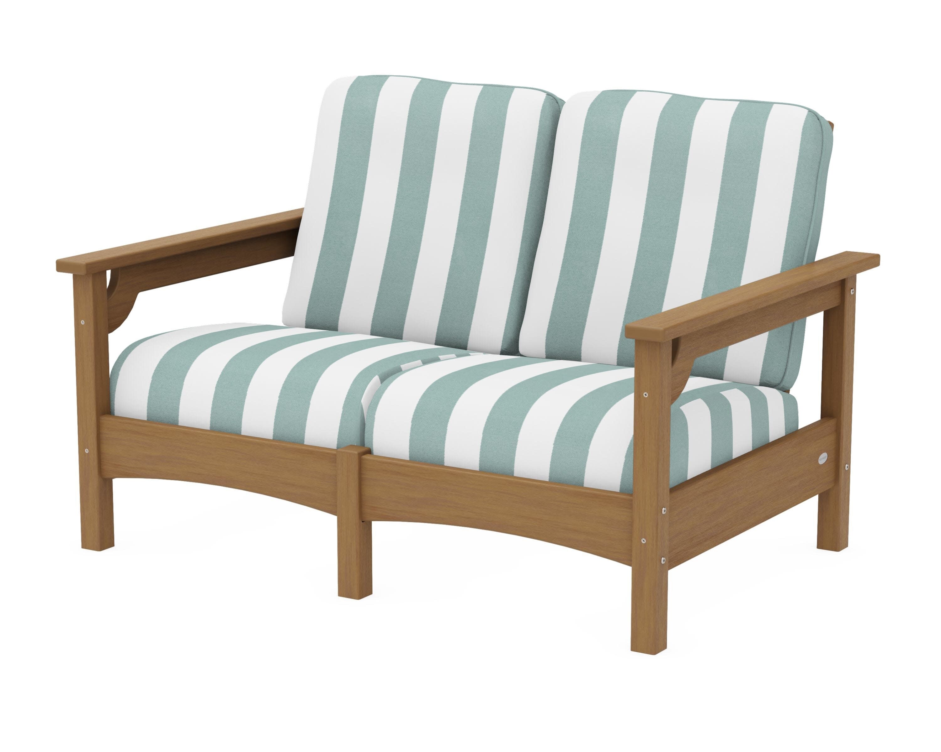 Club Loveseat in Natural / Cabana Stripe Glacier Spa