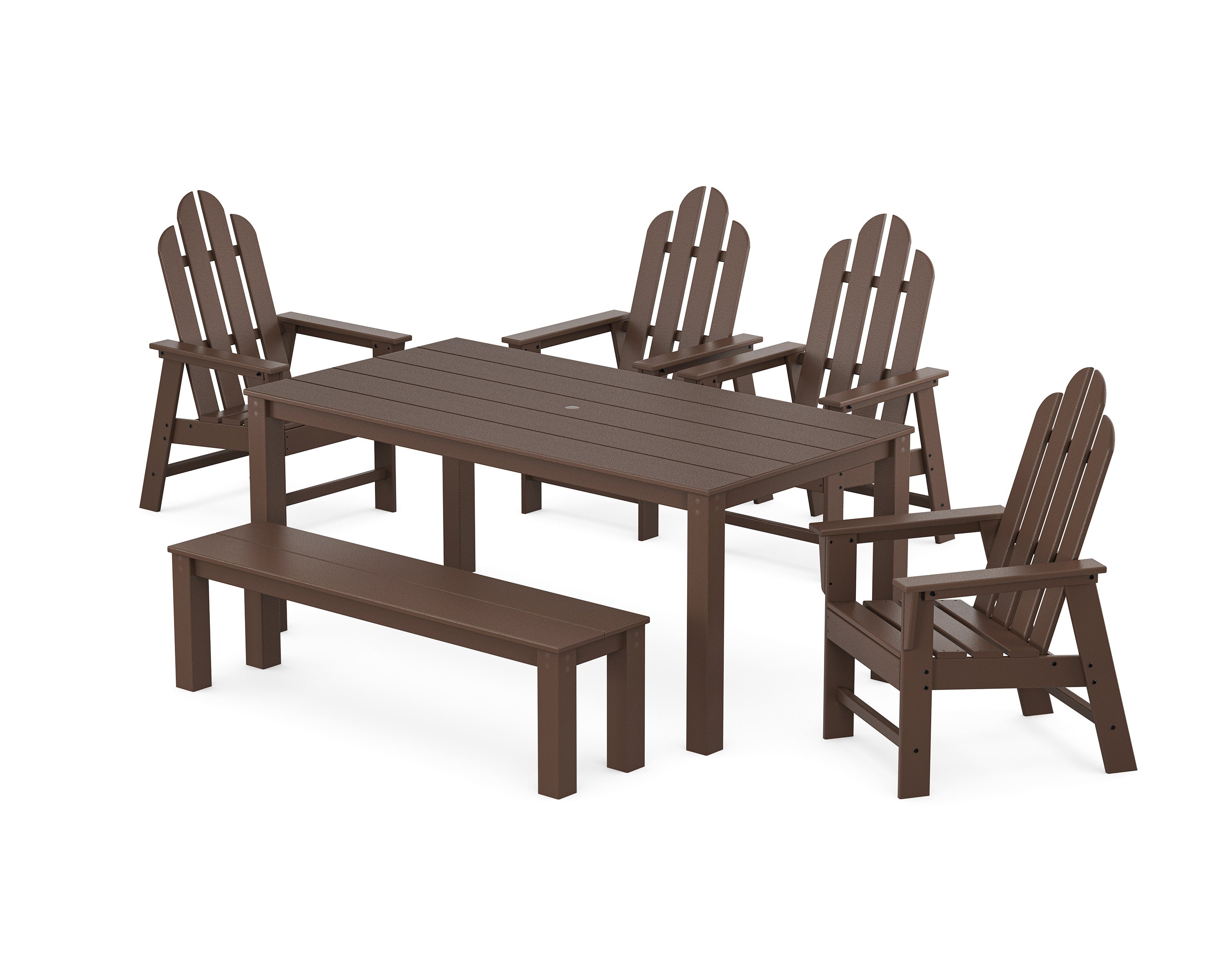 Long Island 6-Piece Parsons Dining Set with Bench in Mahogany