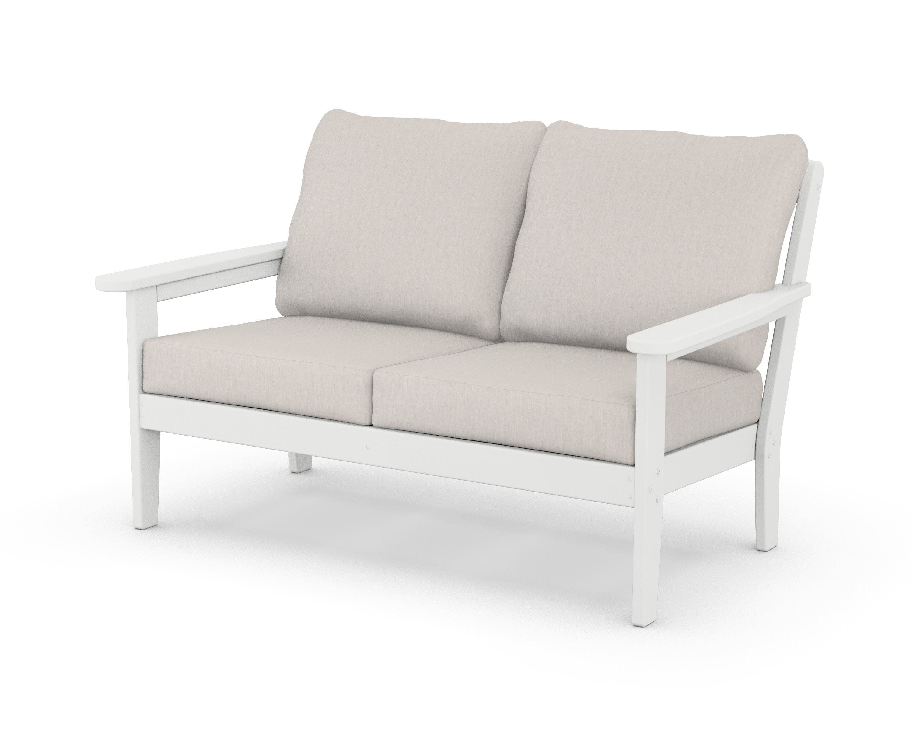 Cottage Deep Seating Loveseat in White / Cast Ash