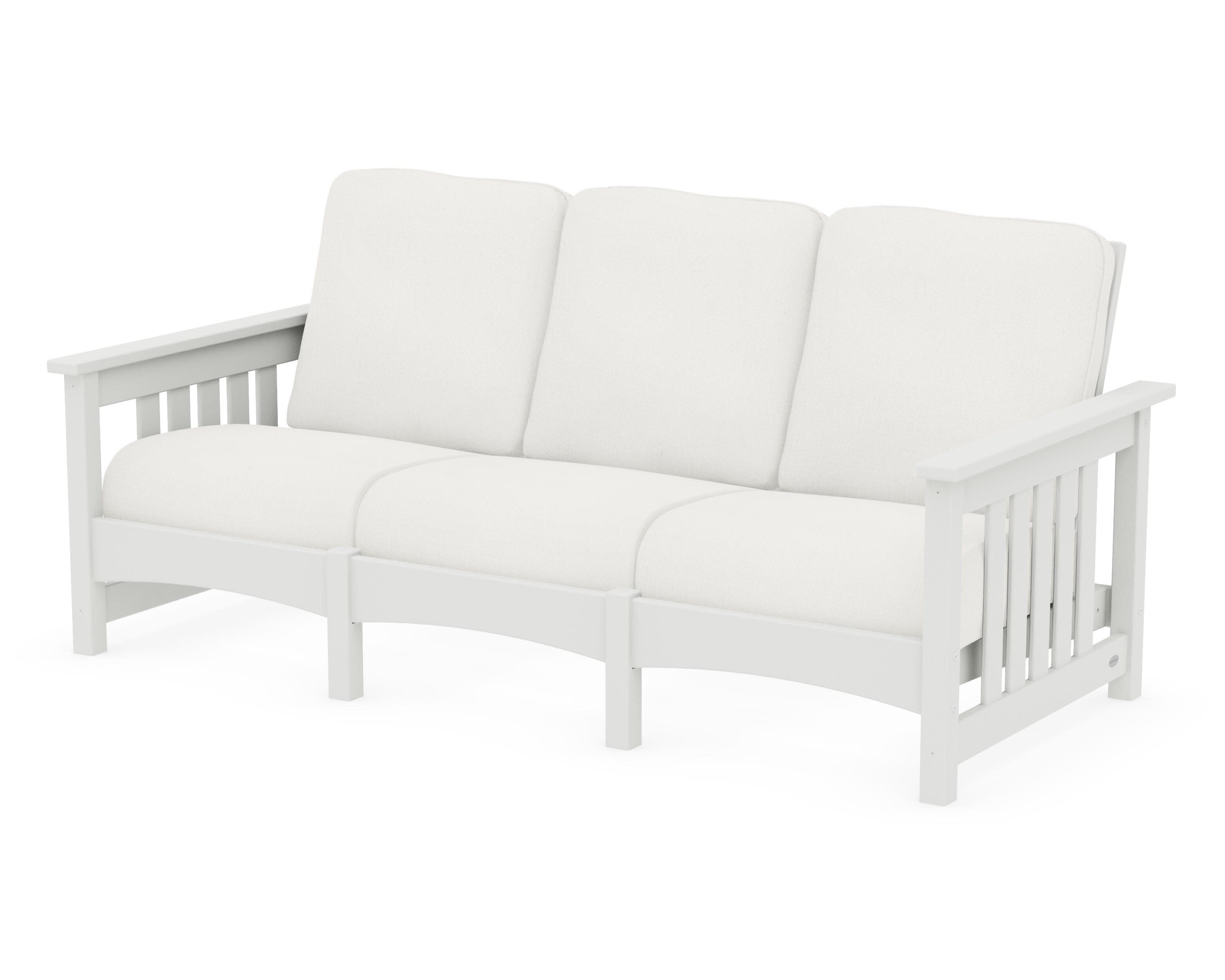 Club Mission Sofa in Vintage White / Natural Linen