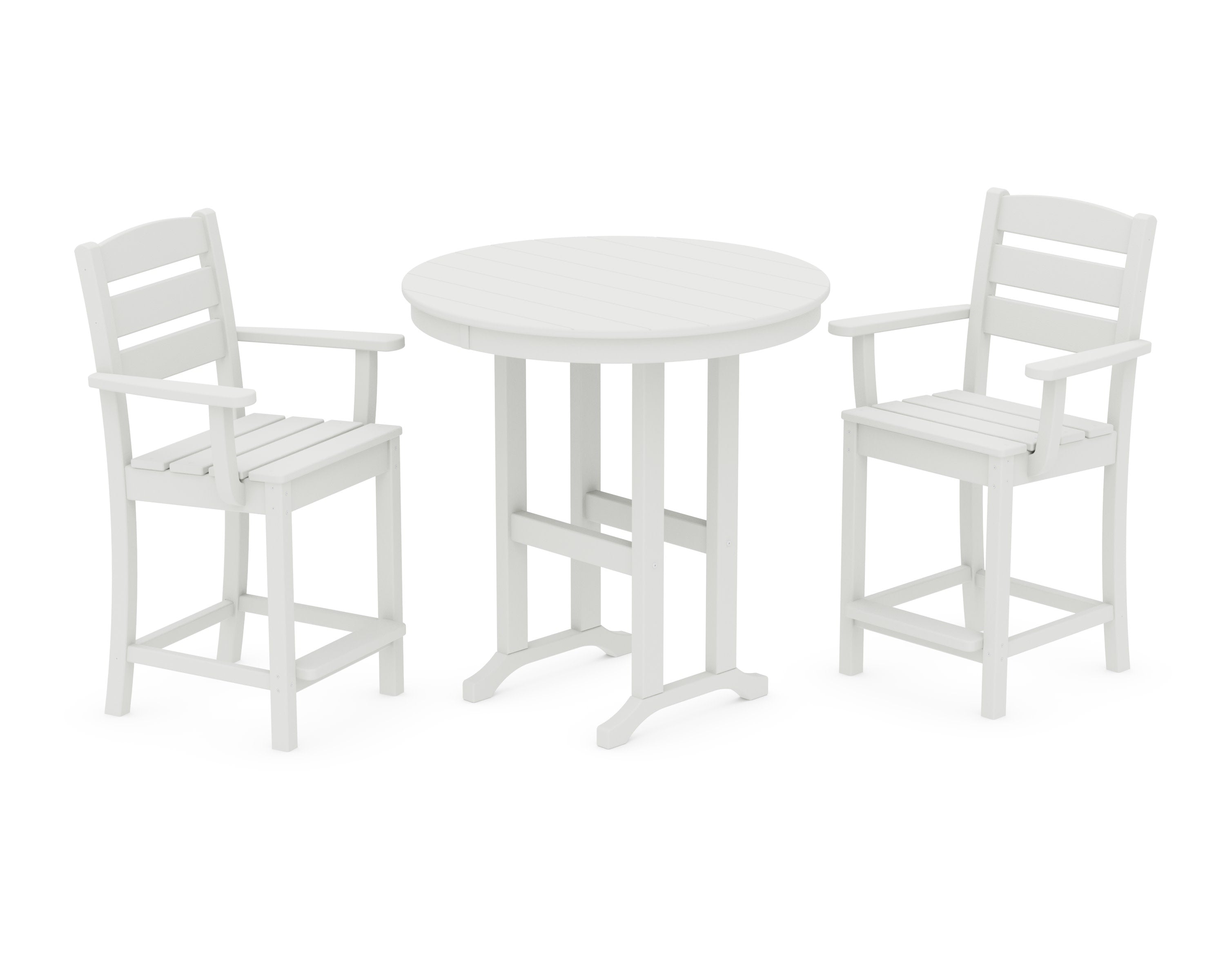 Lakeside 3-Piece Round Farmhouse Arm Chair Counter Set in Vintage White