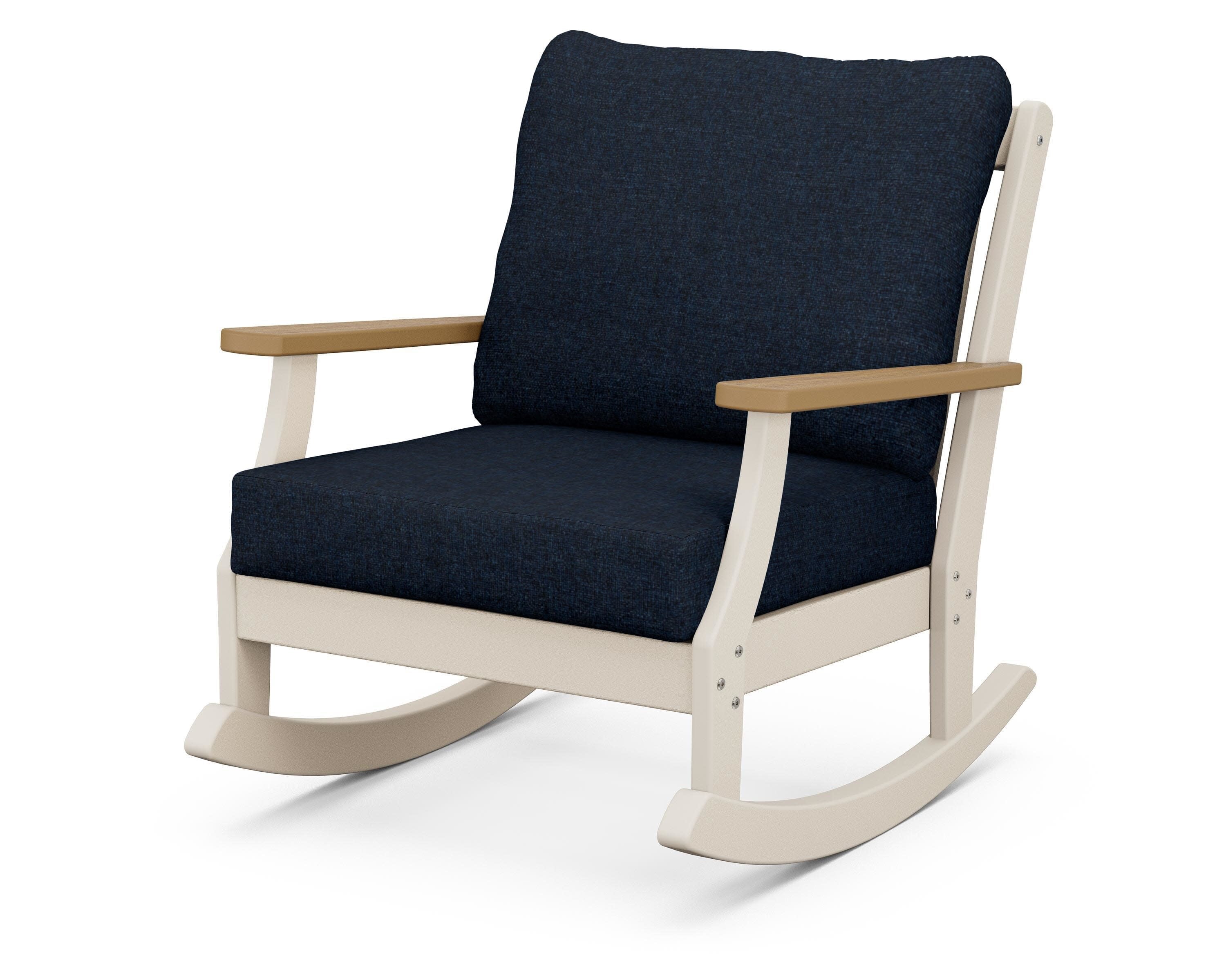 Braxton Deep Seating Rocking Chair in Sand / Natural / Marine Indigo