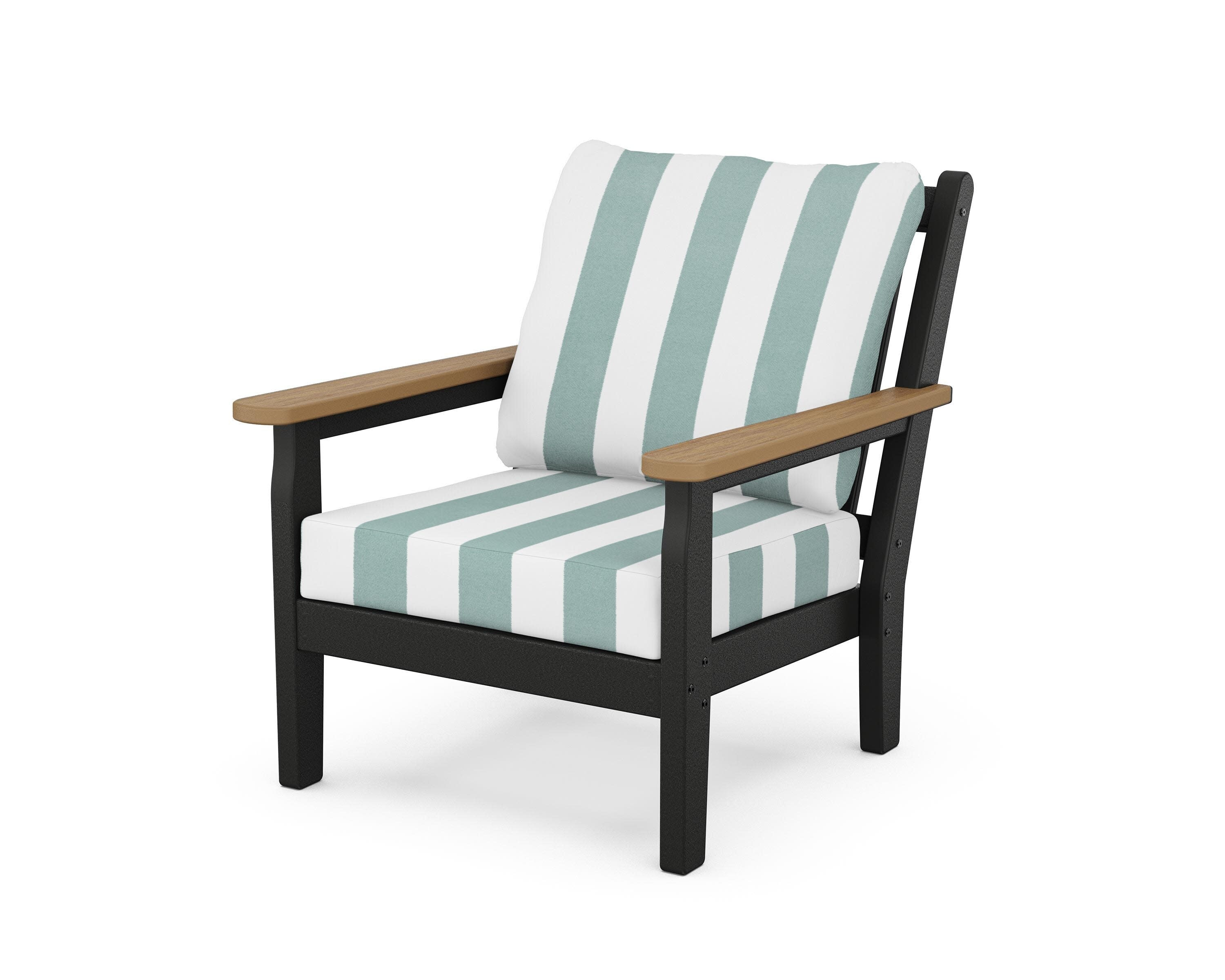 Chippendale Deep Seating Chair in Black / Natural / Cabana Stripe Glacier Spa