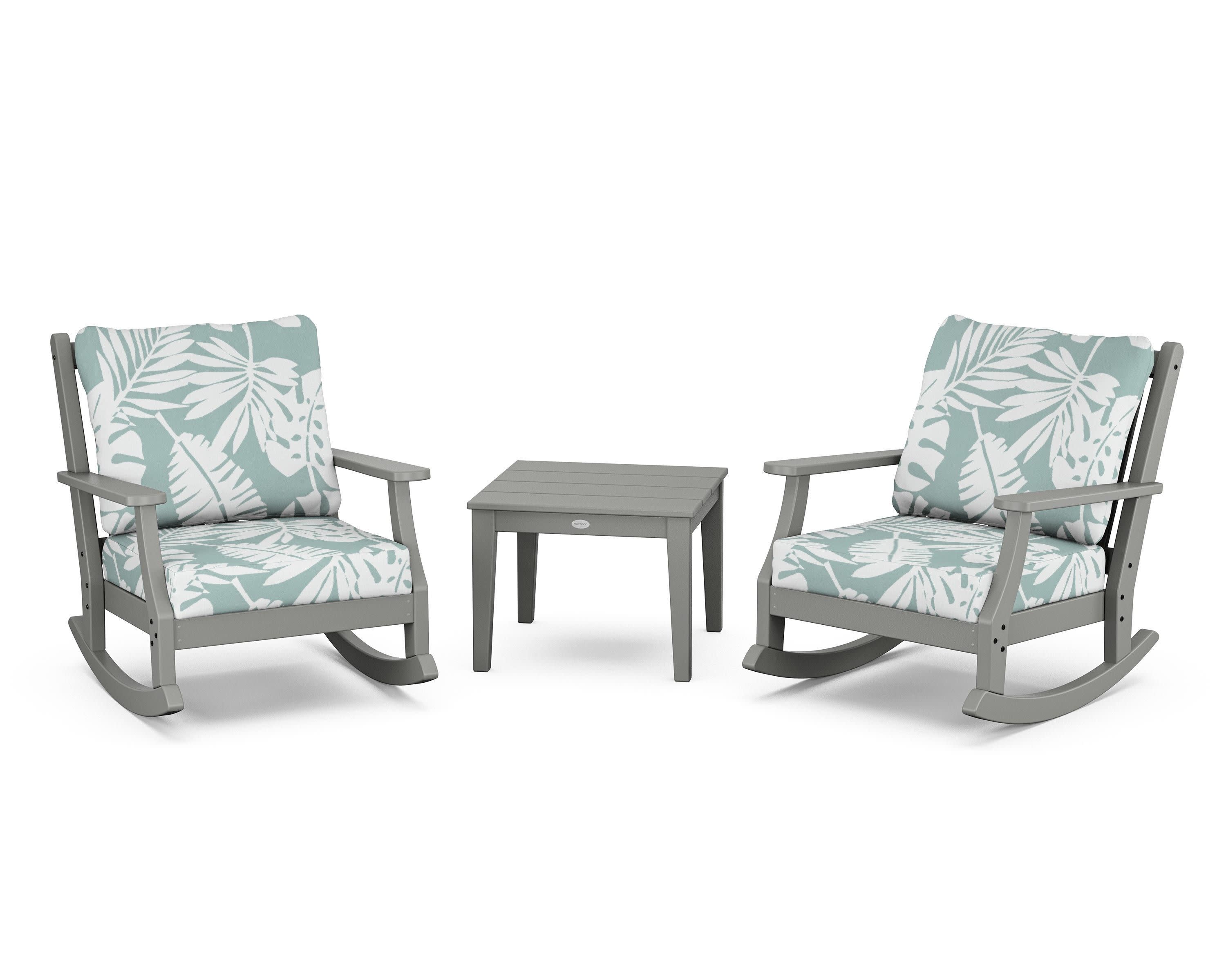 Wovendale 3-Piece Deep Seating Rocker Set in Slate Grey / Leaf Glacier Spa