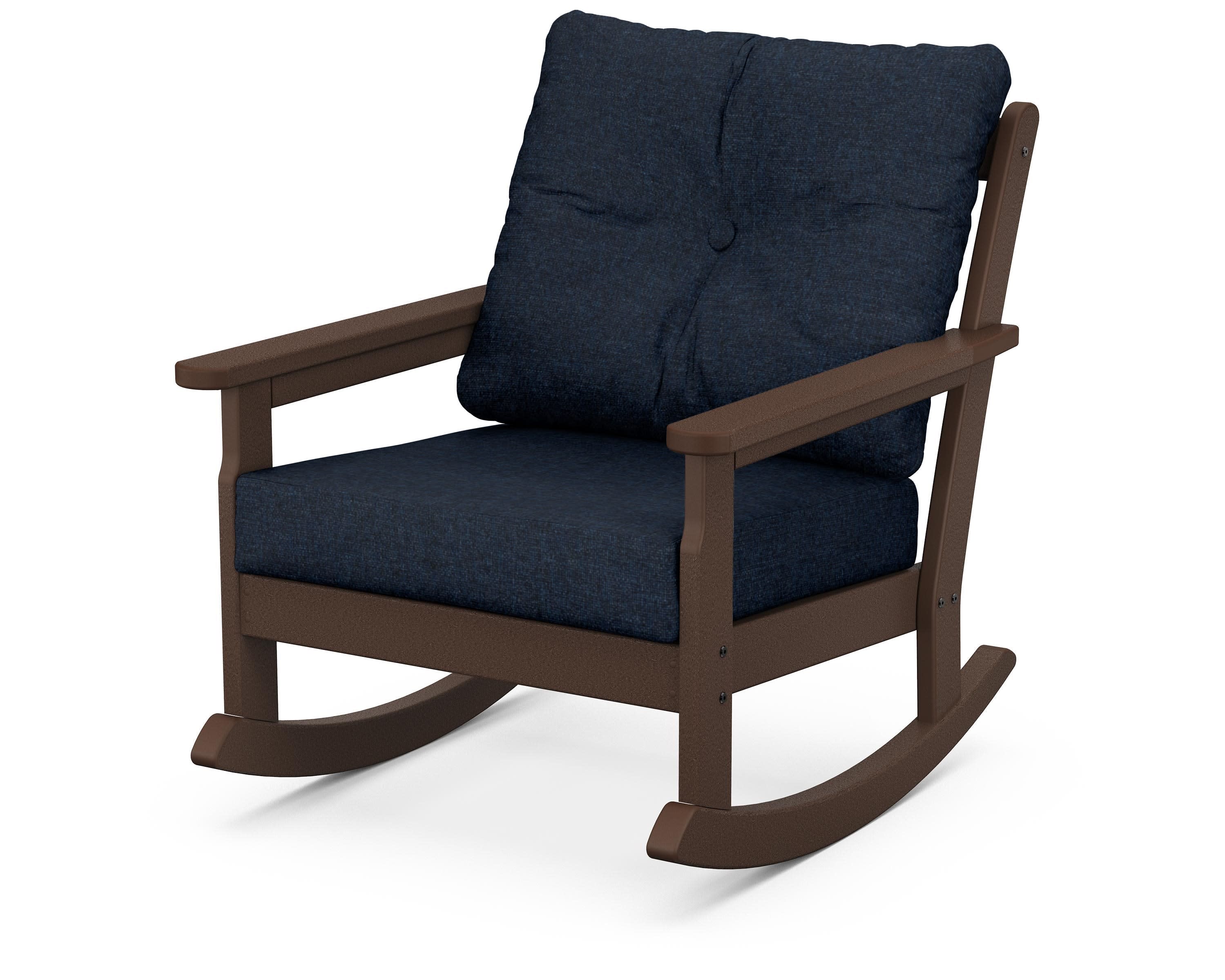 Vineyard Deep Seating Rocking Chair in Mahogany / Marine Indigo