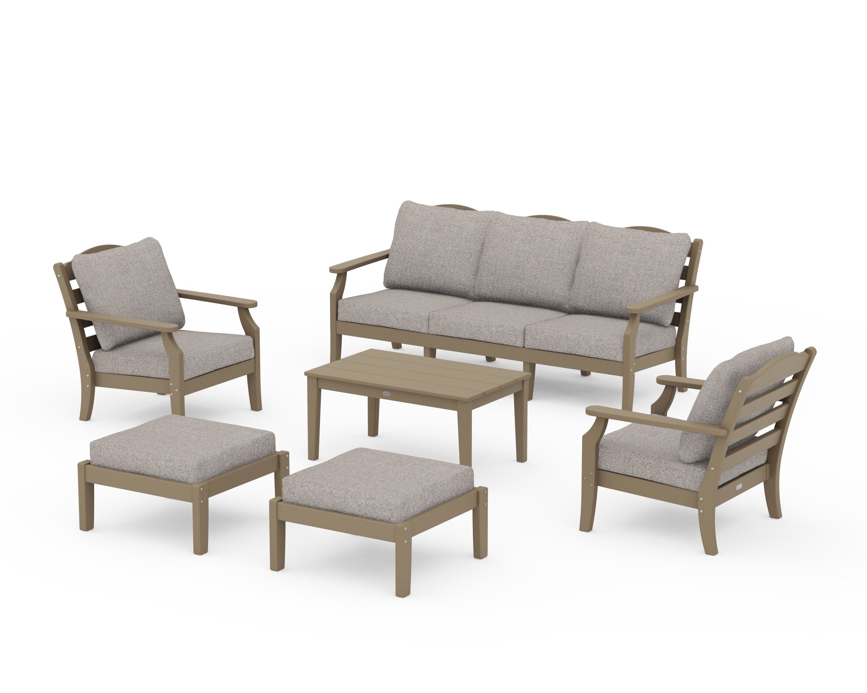 Savannah 6-Piece Lounge Sofa Set in Vintage Sahara / Weathered Tweed