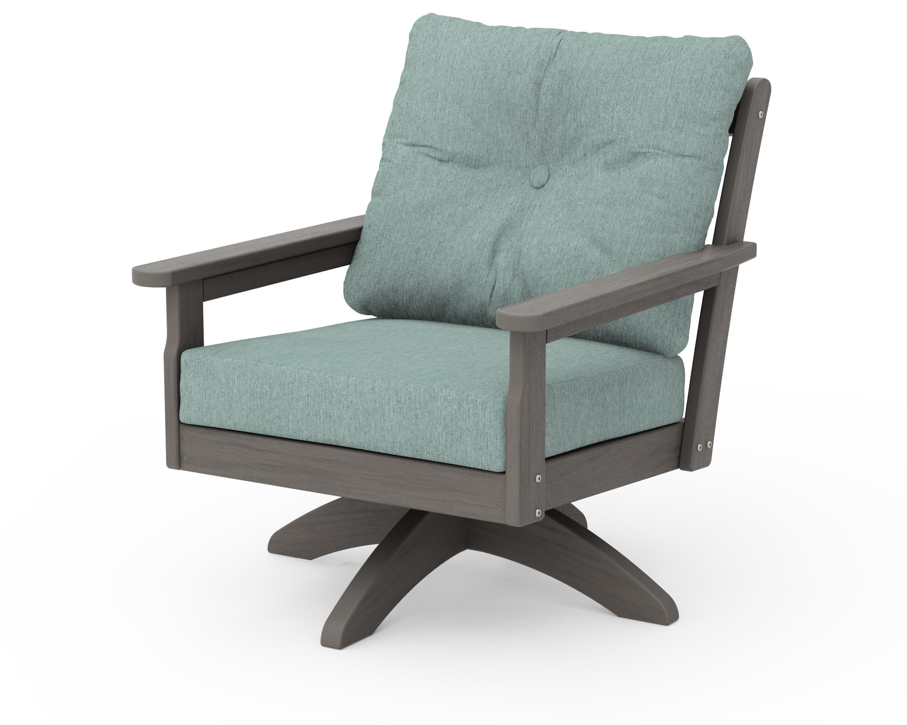 Vineyard Deep Seating Swivel Chair in Driftwood / Glacier Spa