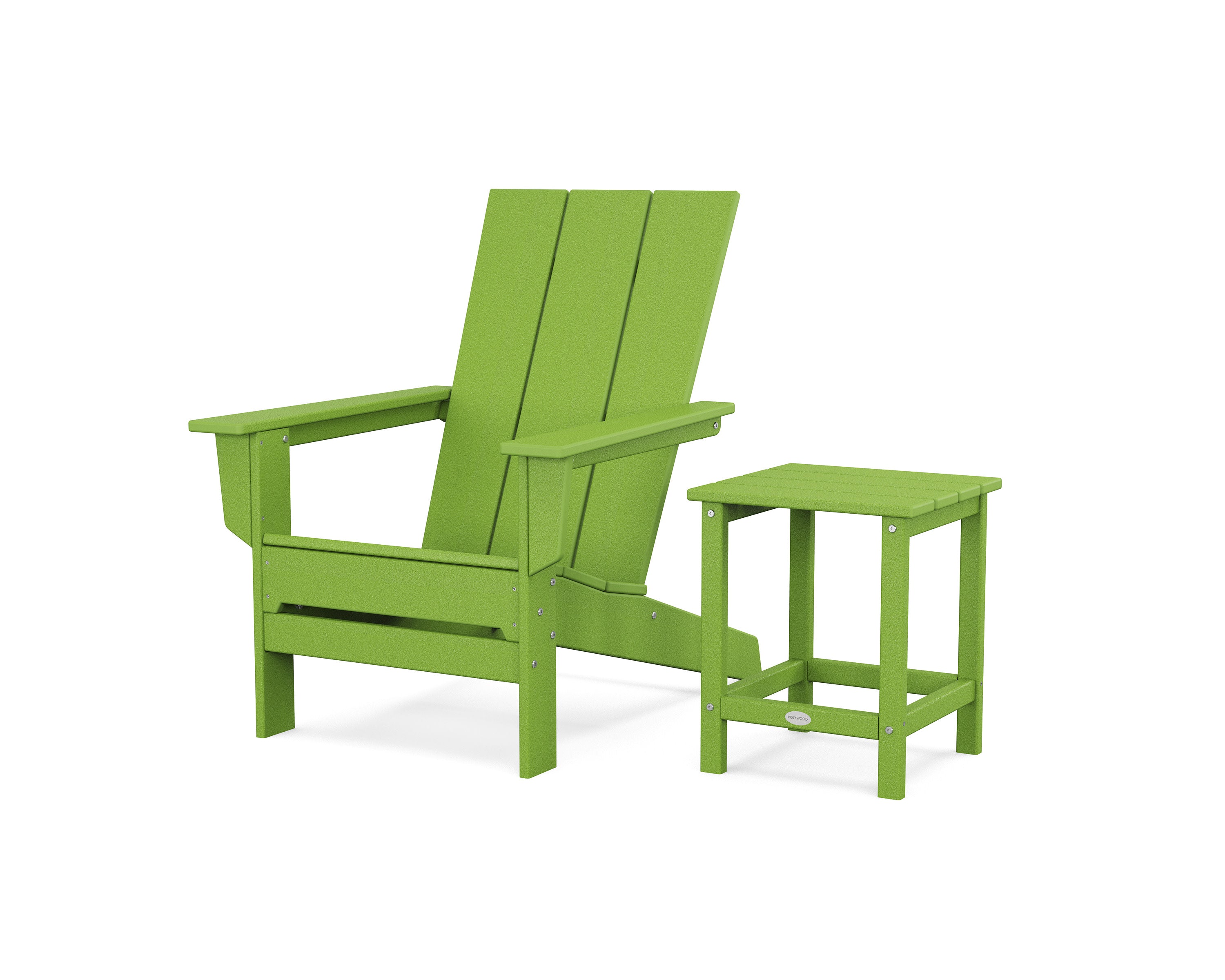 Modern Studio Adirondack Chair with Side Table in Lime