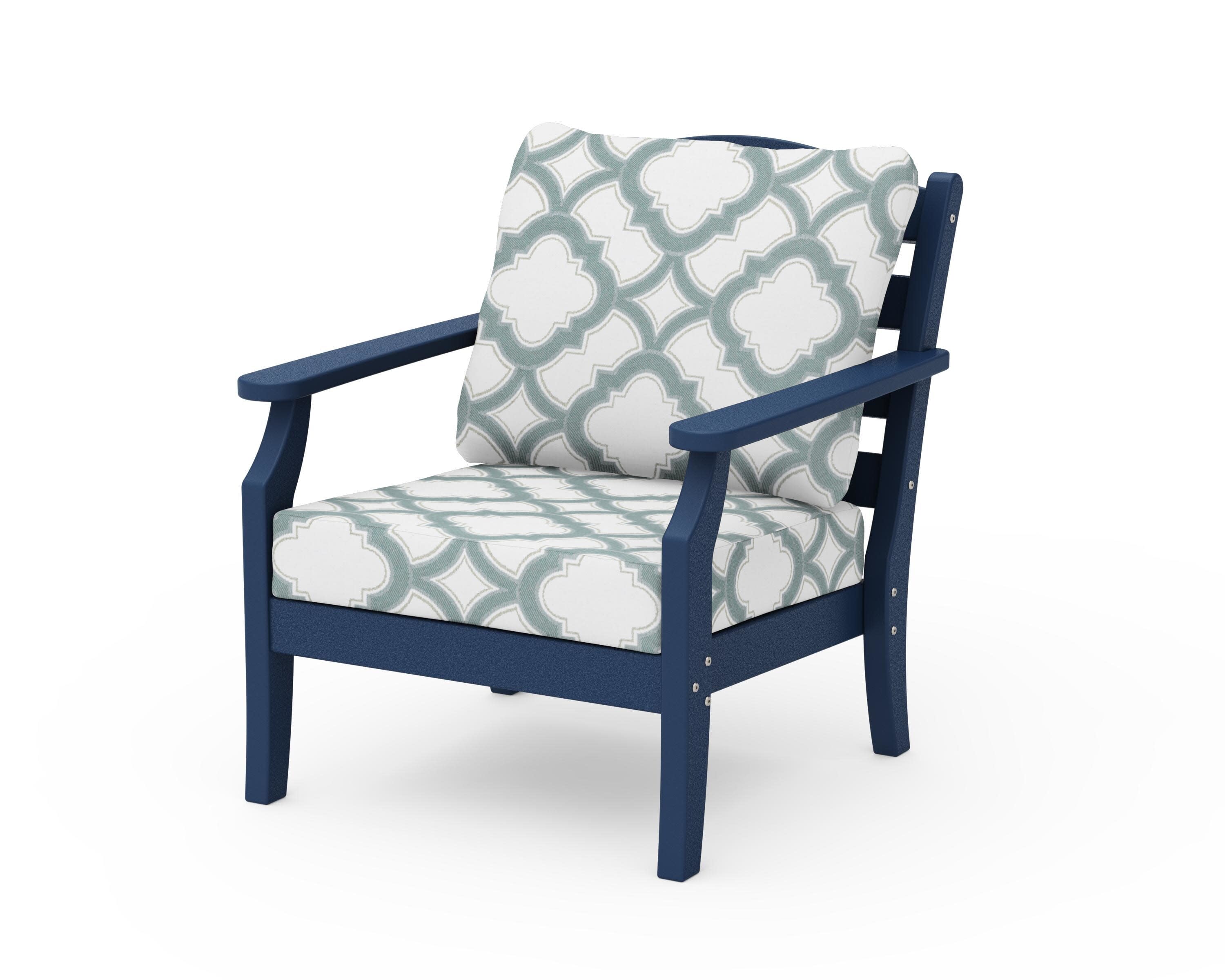 Savannah Deep Seating Chair in Navy / Trellis Glacier Spa