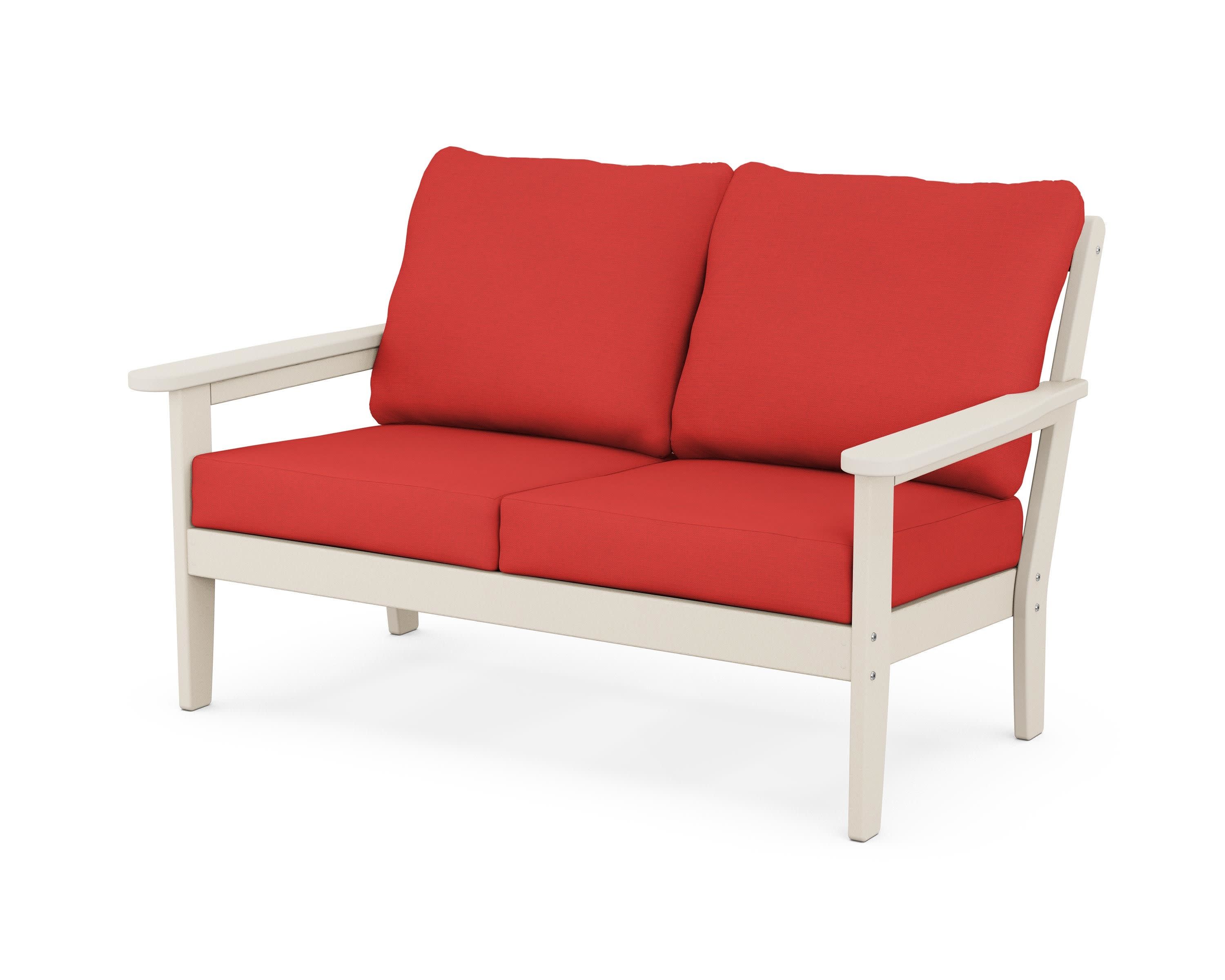 Cottage Deep Seating Loveseat in Sand / Crimson Linen