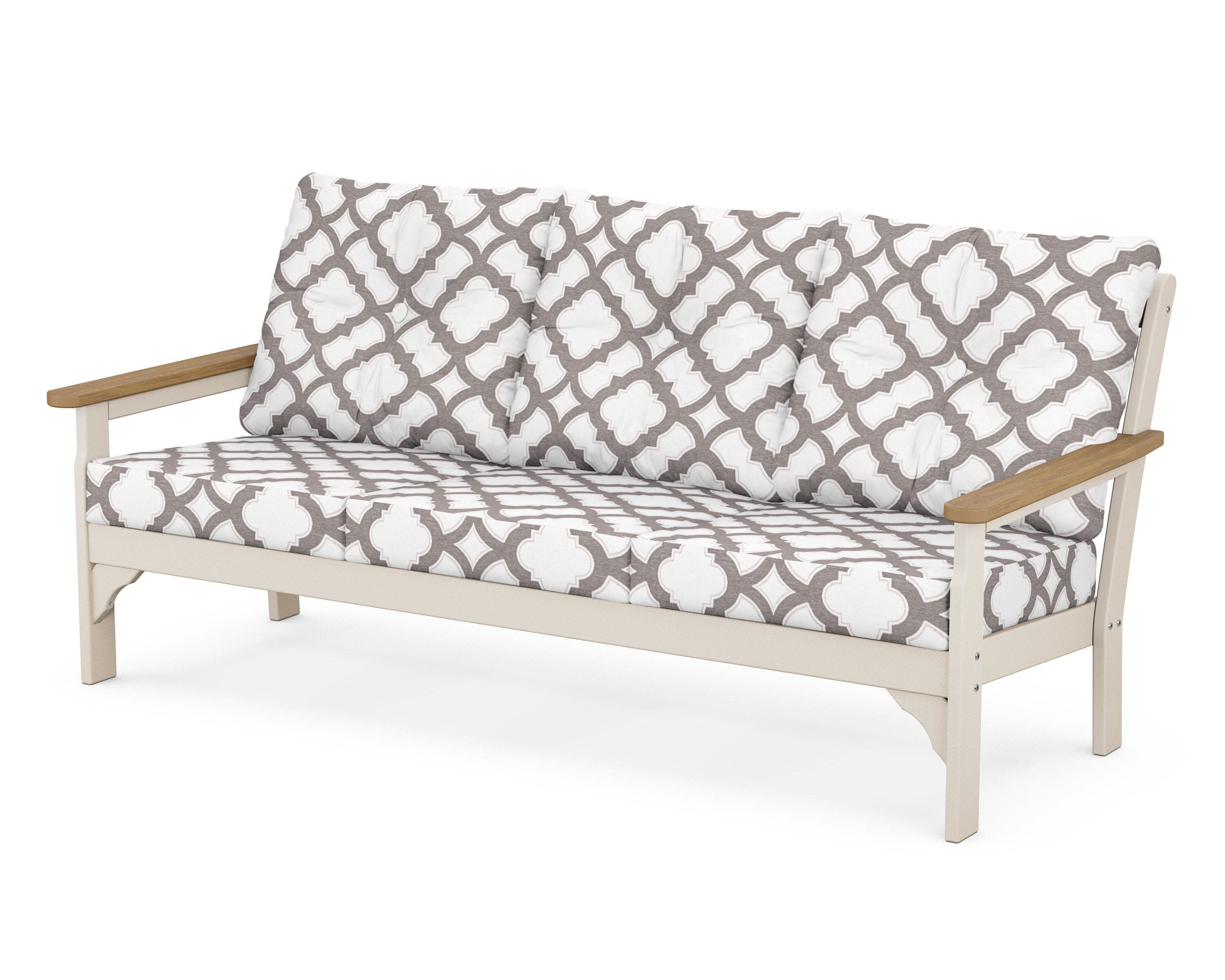 Vineyard Deep Seating Sofa in Sand / Natural / Trellis Grey Mist