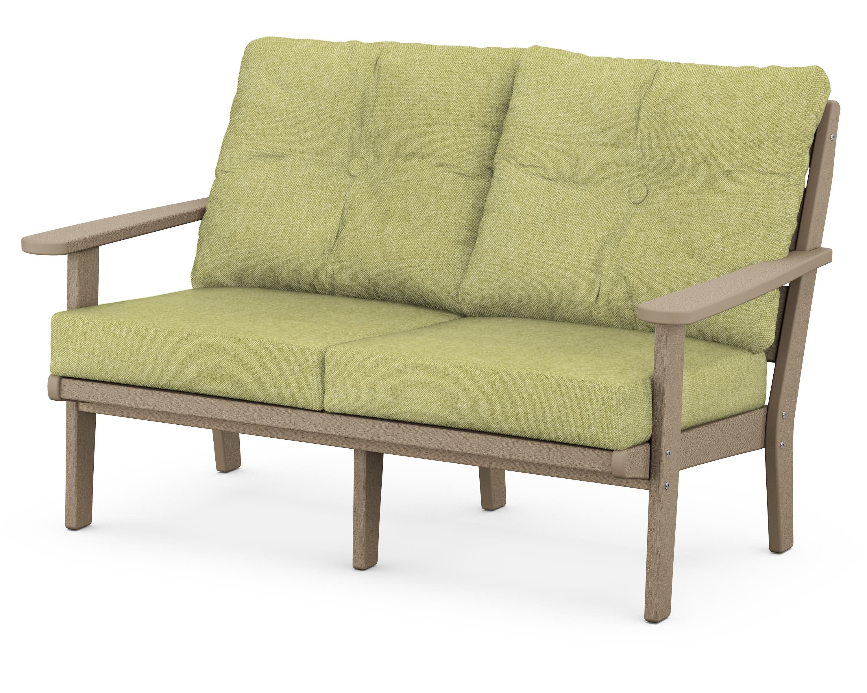 Lakeside Deep Seating Loveseat in Vintage Sahara / Chartreuse Boucle