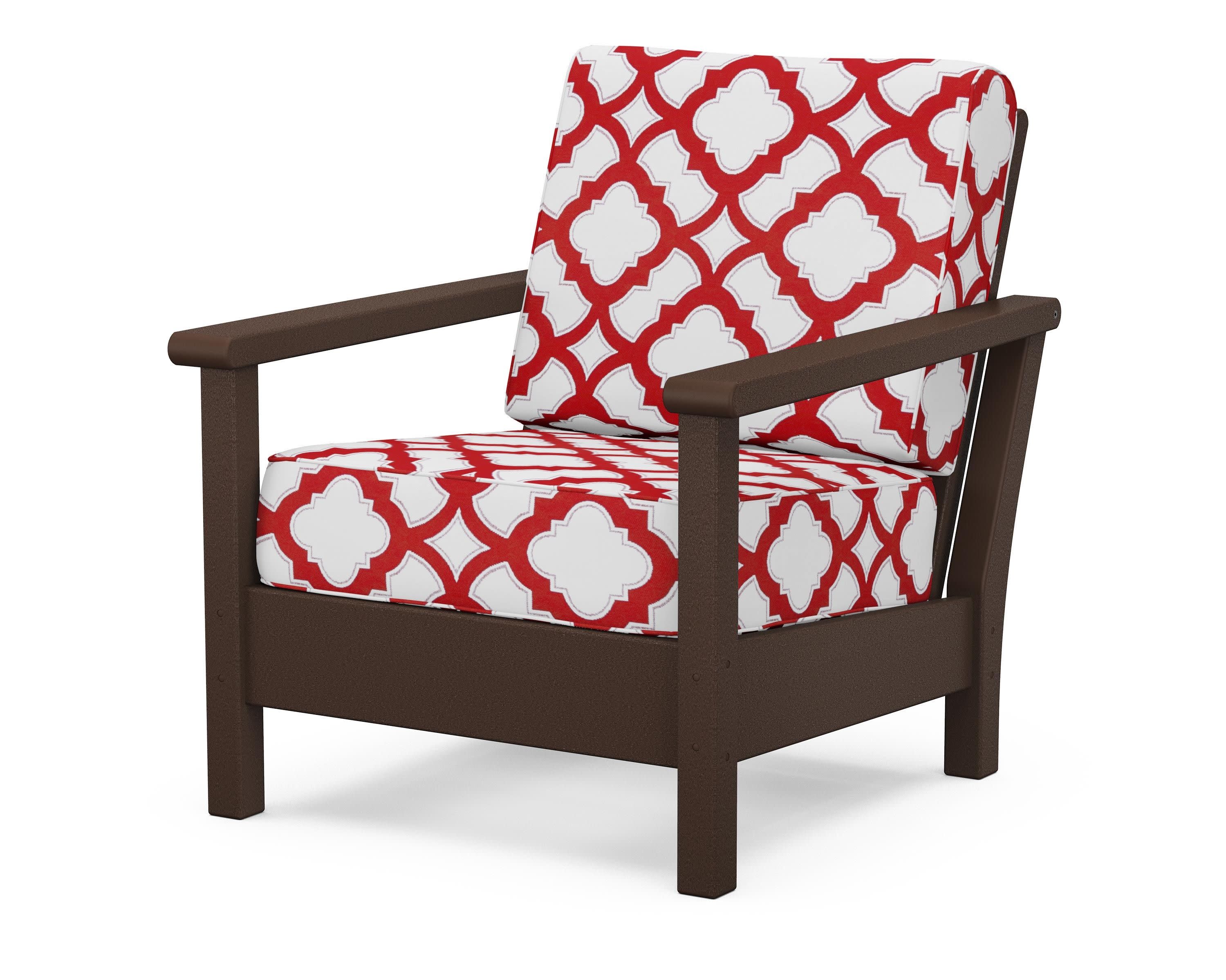 Harbour Deep Seating Chair in Mahogany / Trellis Crimson