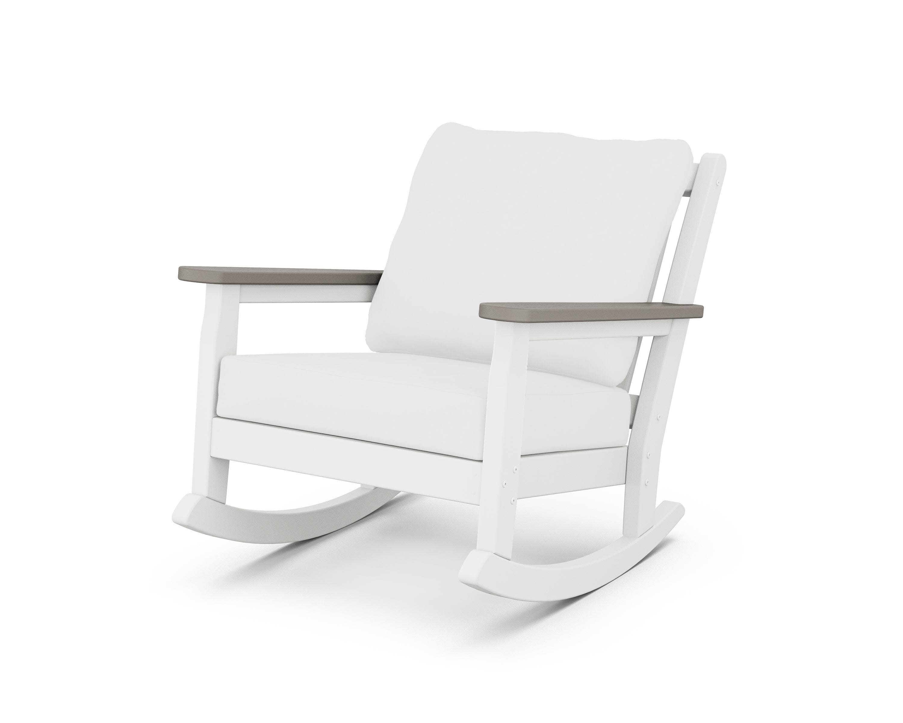 Chippendale Deep Seating Rocking Chair in White / Driftwood / Natural