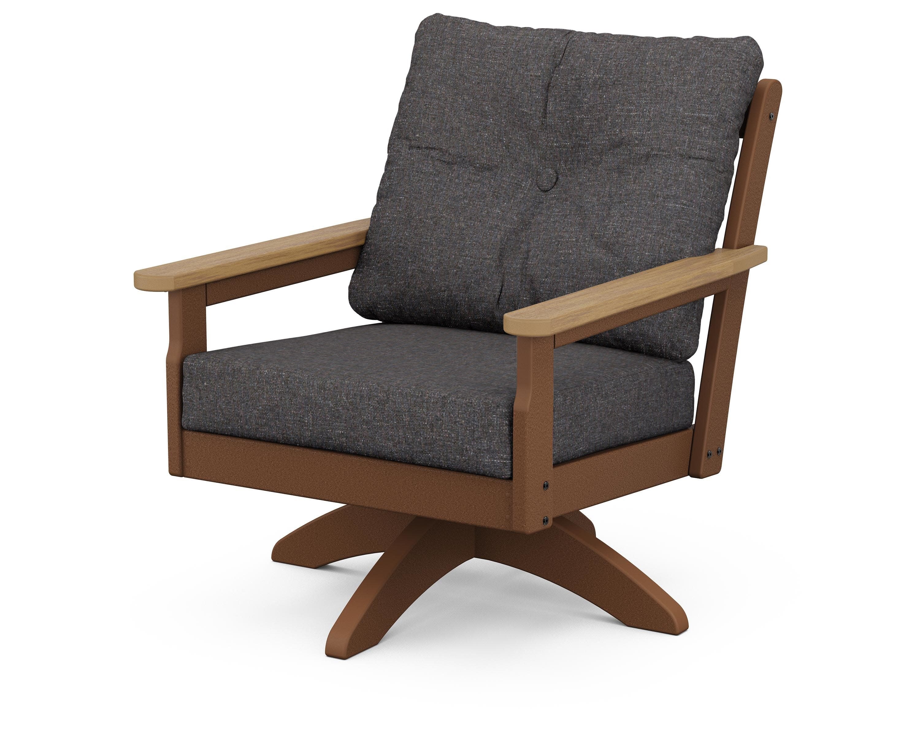 Vineyard Deep Seating Swivel Chair in Teak / Natural / Ash Charcoal