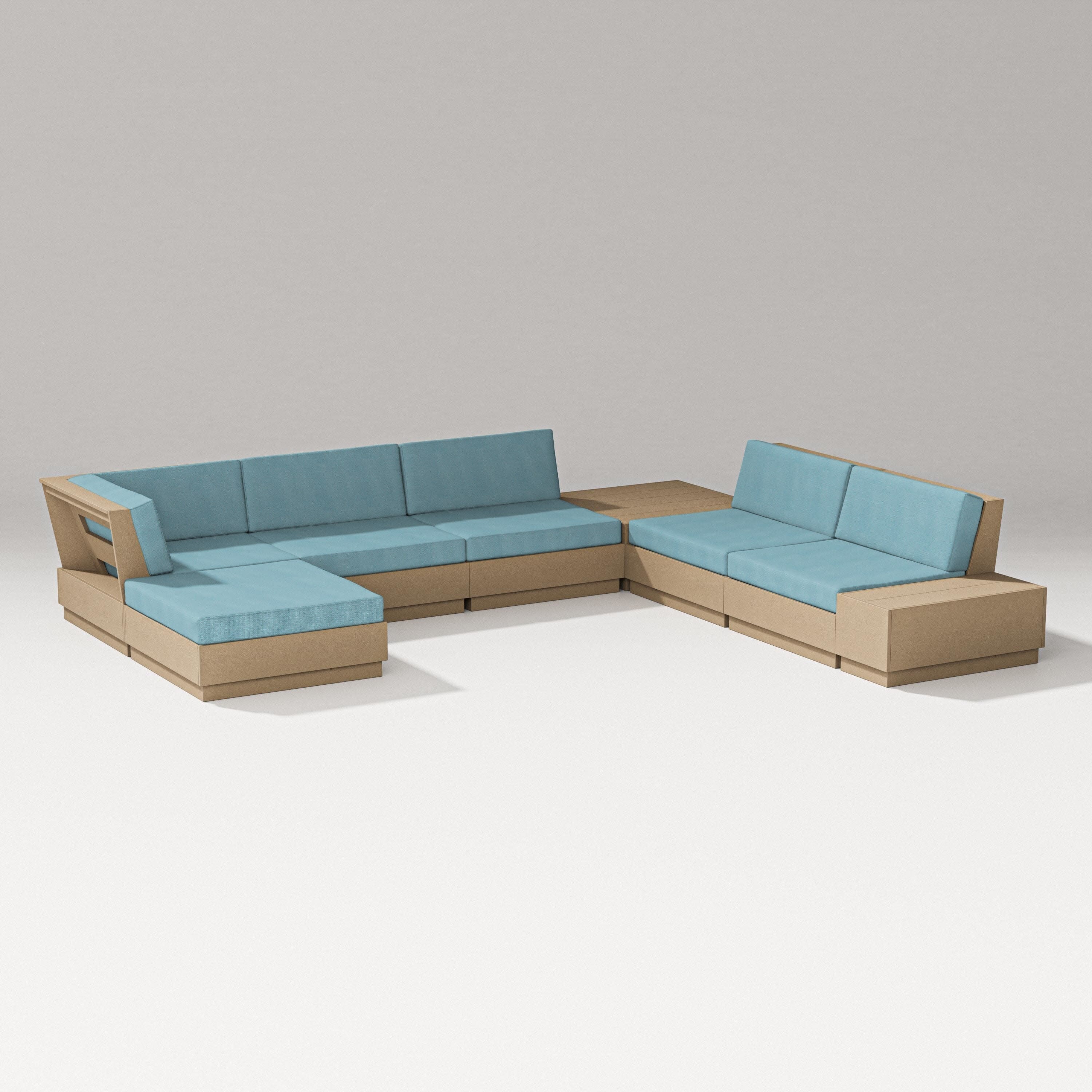 Elevate 8-Piece Corner Sectional in Vintage Sahara / Lattice Sky Blue