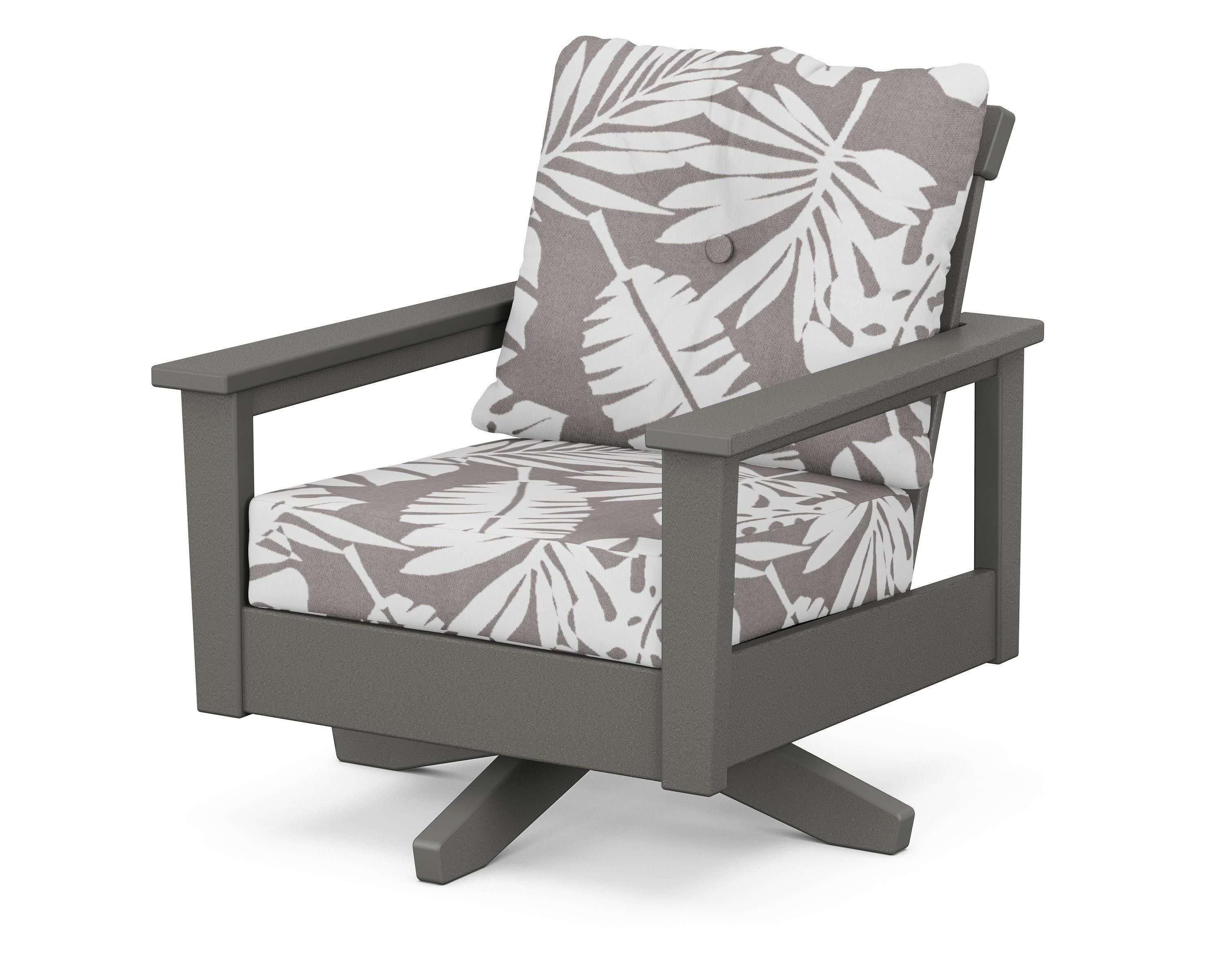 Prescott Deep Seating Swivel Chair in Slate Grey / Leaf Grey Mist
