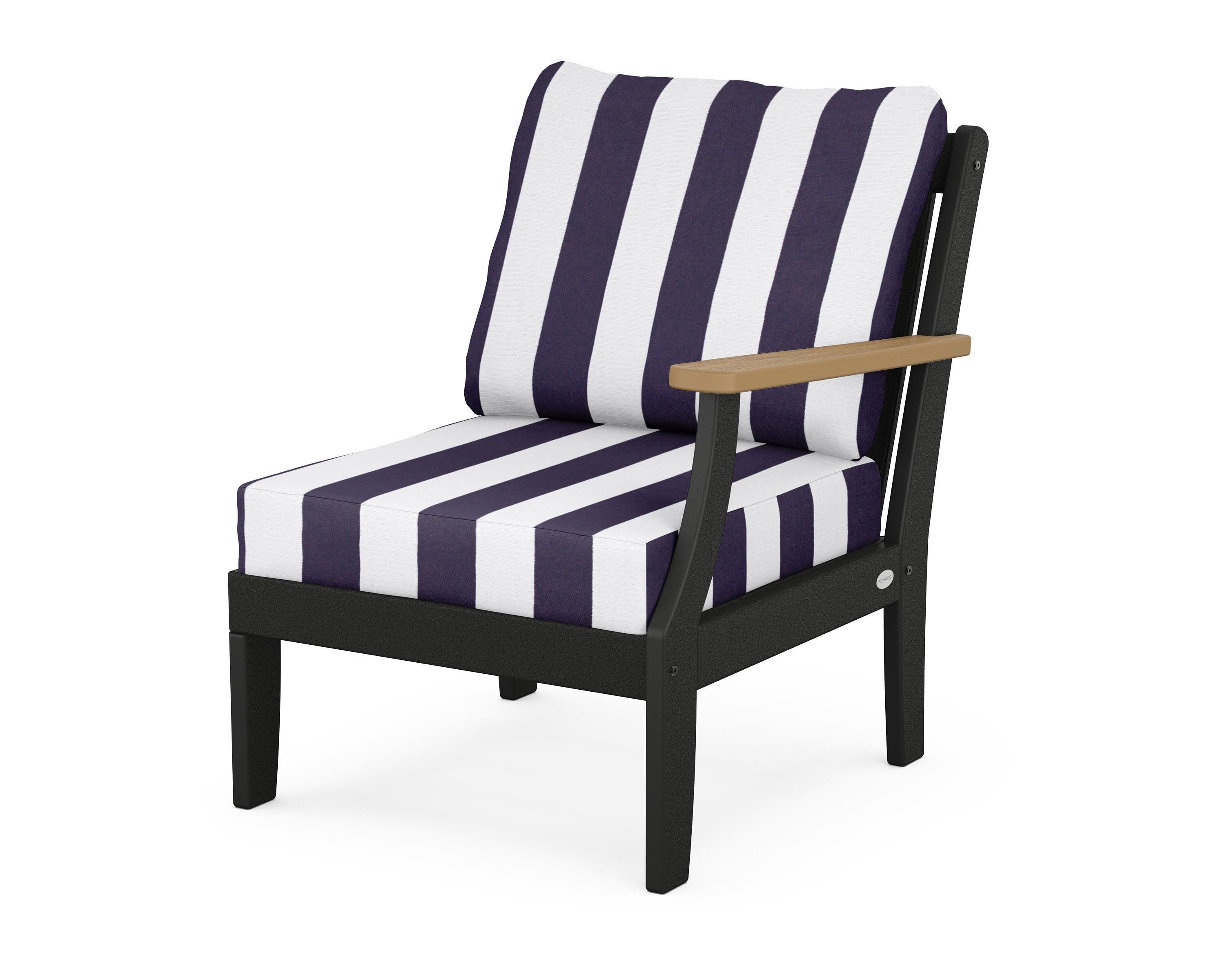 Braxton Modular Right Arm Chair in Black / Natural / Cabana Stripe Navy