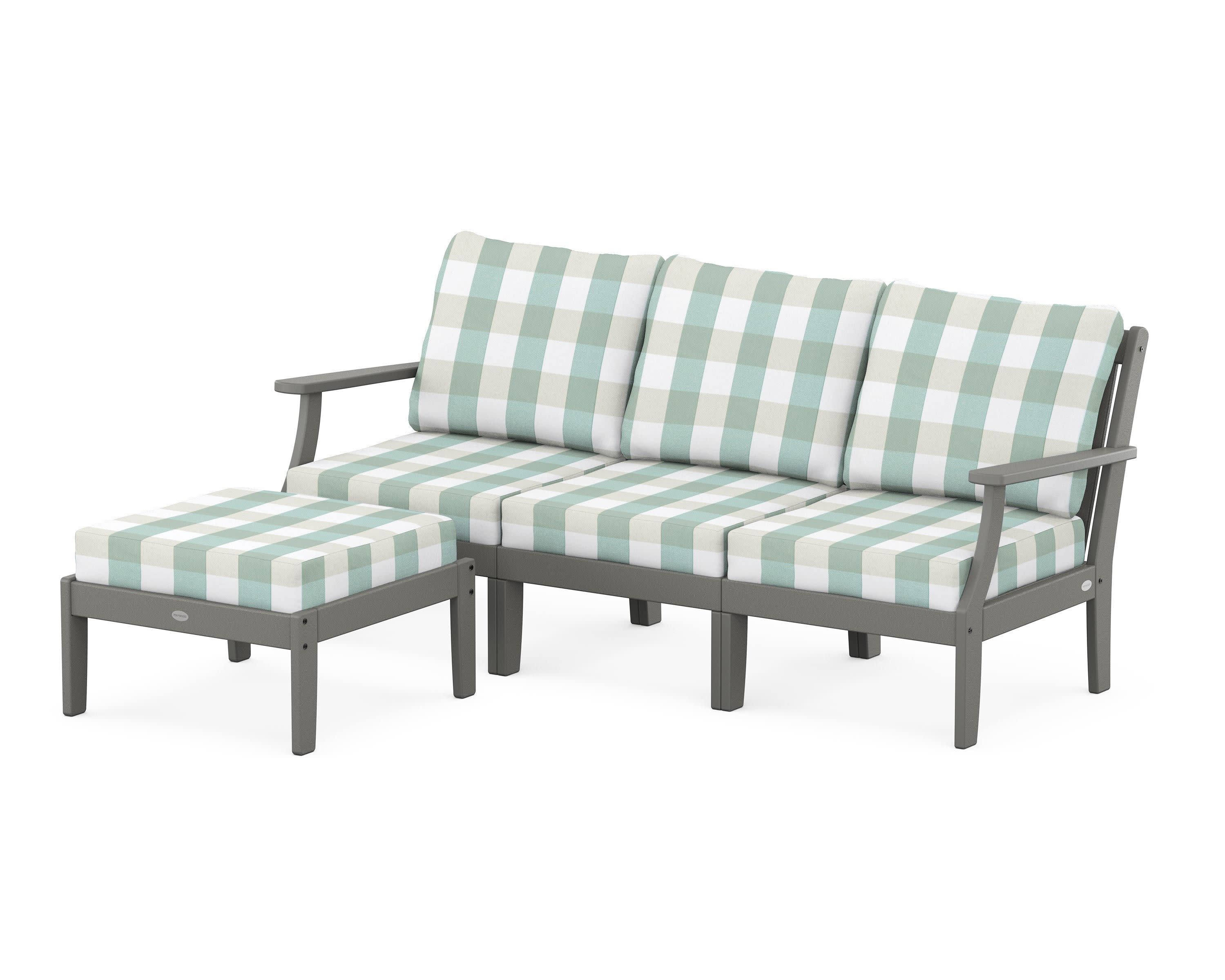 Braxton Modular 4-Piece Deep Seating Set with Ottoman in Slate Grey / Buffalo Plaid Glacier Spa