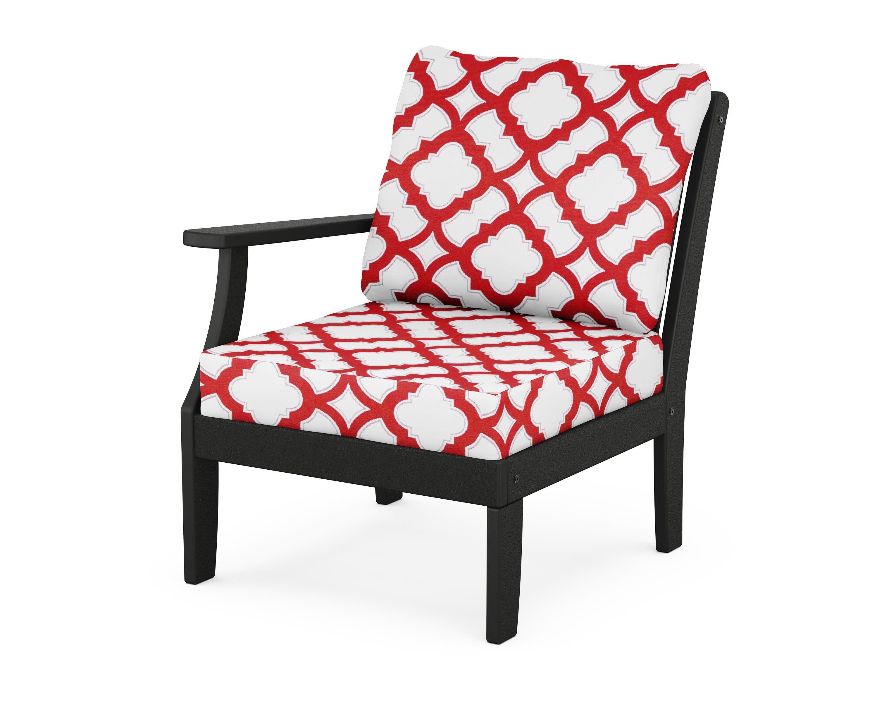 Braxton Modular Left Arm Chair in Black / Trellis Crimson