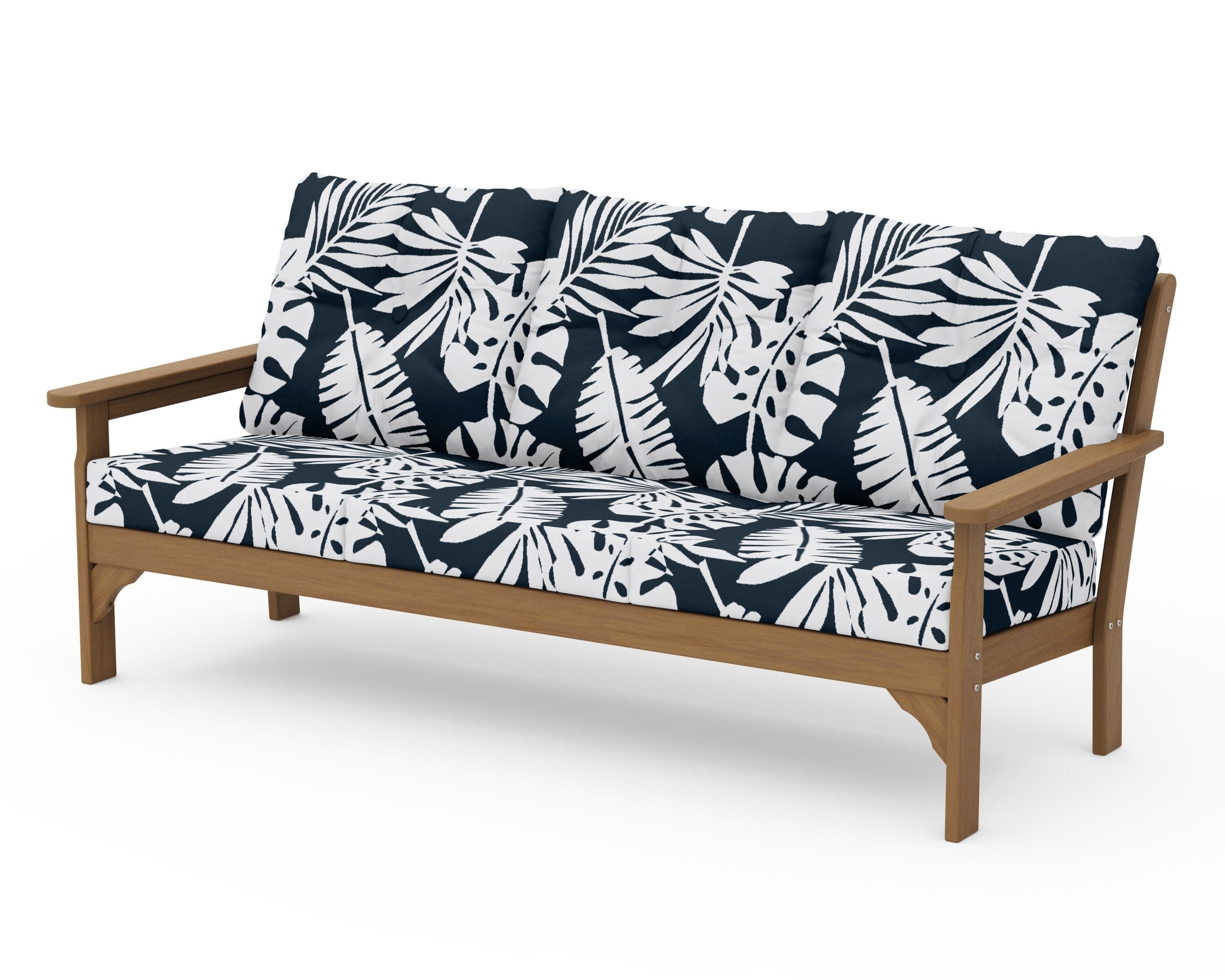 Vineyard Deep Seating Sofa in Natural / Leaf Marine Indigo