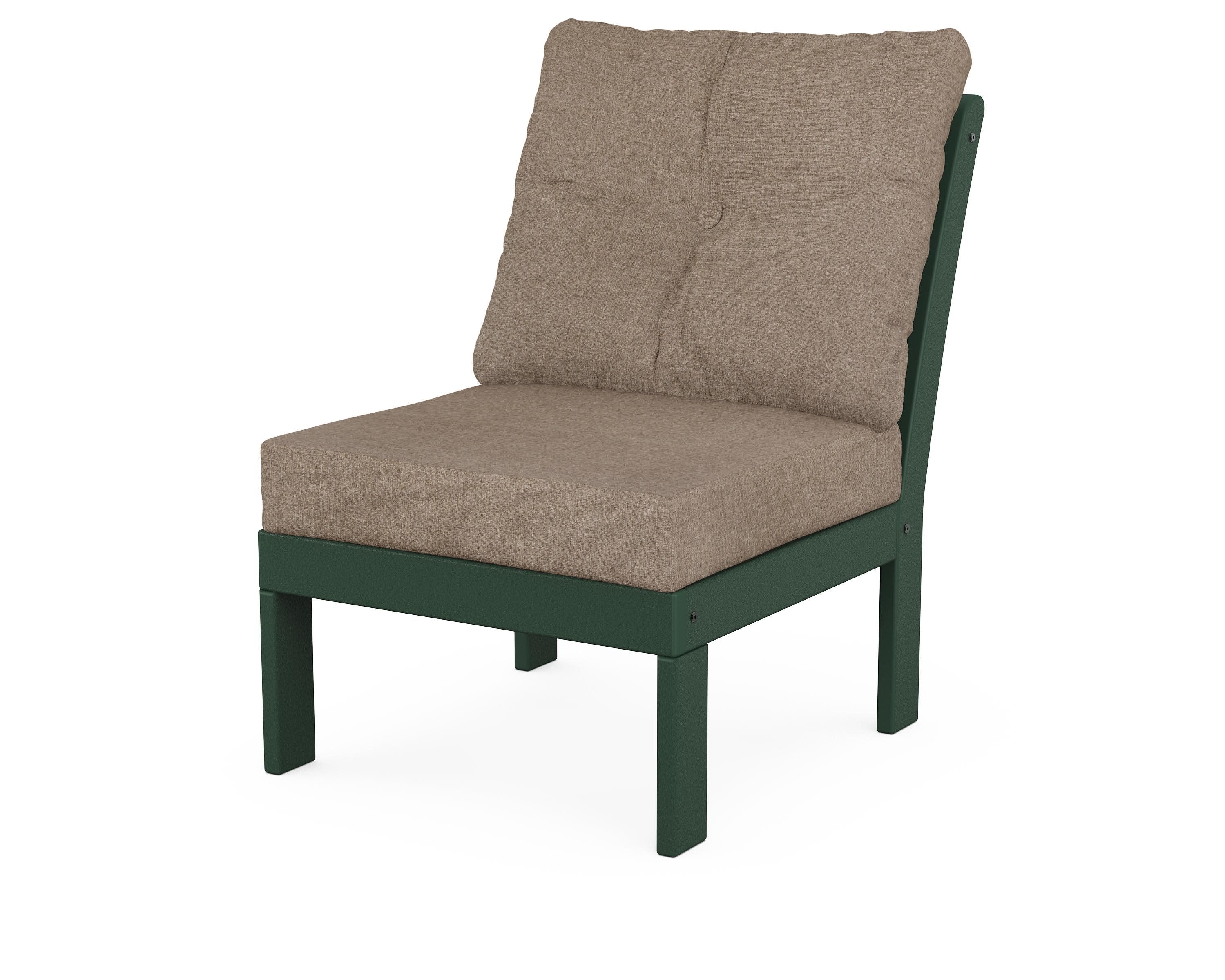 Vineyard Modular Armless Chair in Green / Spiced Burlap