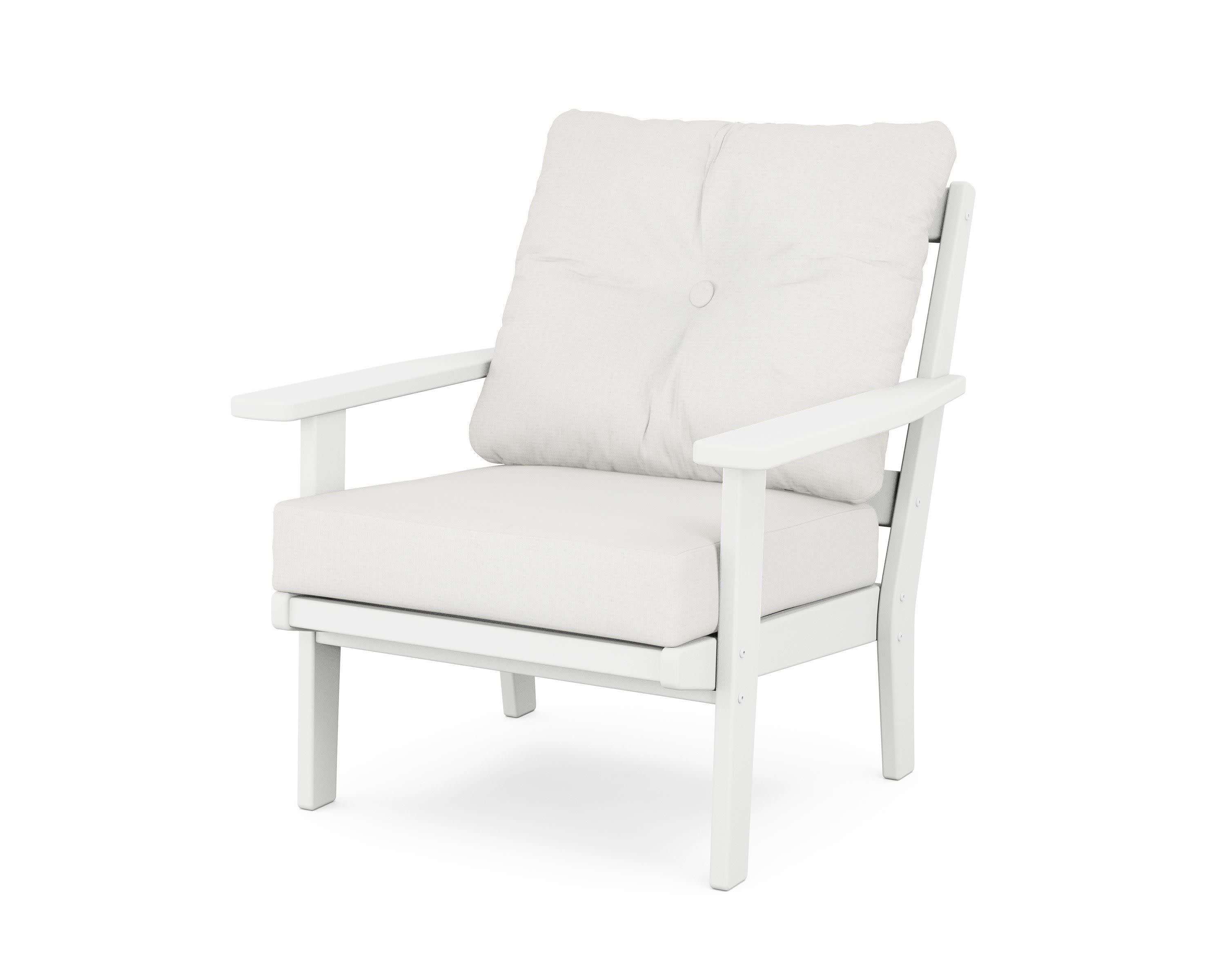 Oxford Deep Seating Chair in White / Natural Linen