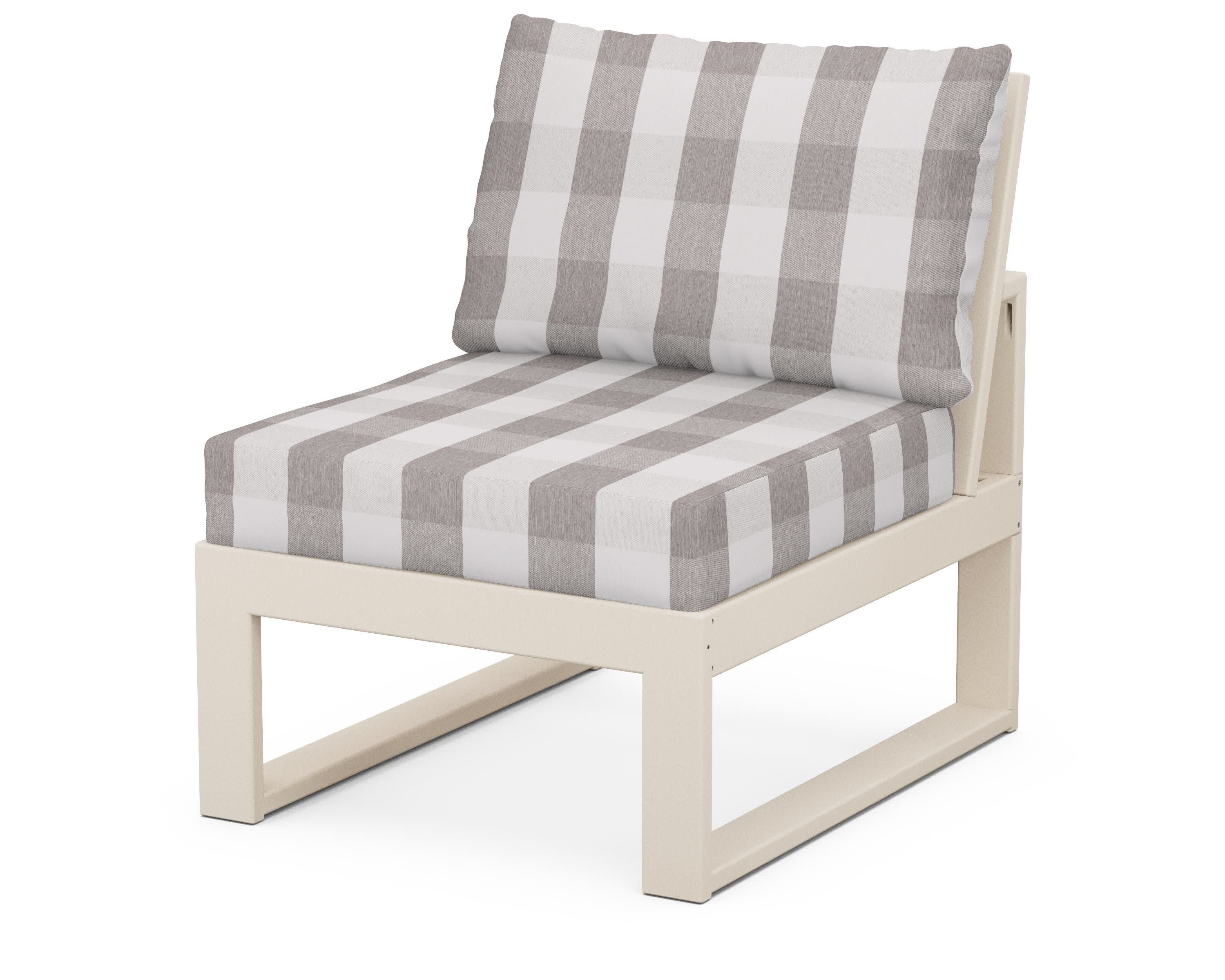 Modular Armless Chair in Sand / Buffalo Plaid Grey Mist