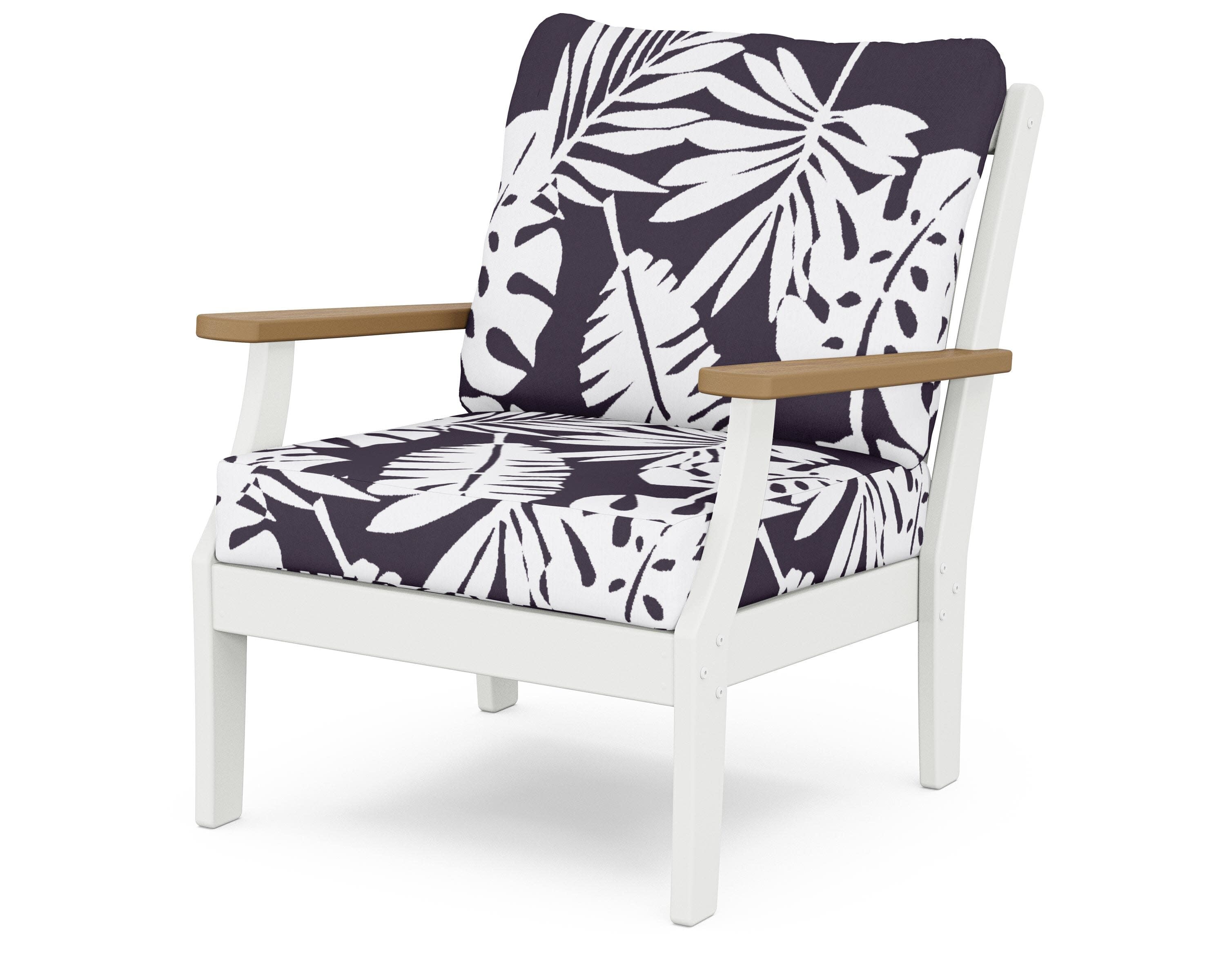 Braxton Deep Seating Chair in White / Natural / Leaf Navy