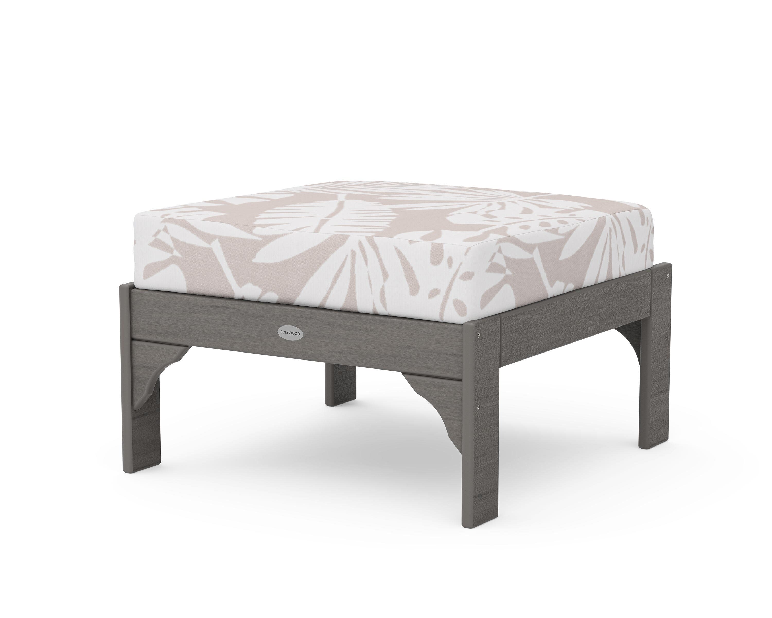 Vineyard Deep Seating Ottoman in Driftwood / Leaf Dune Burlap