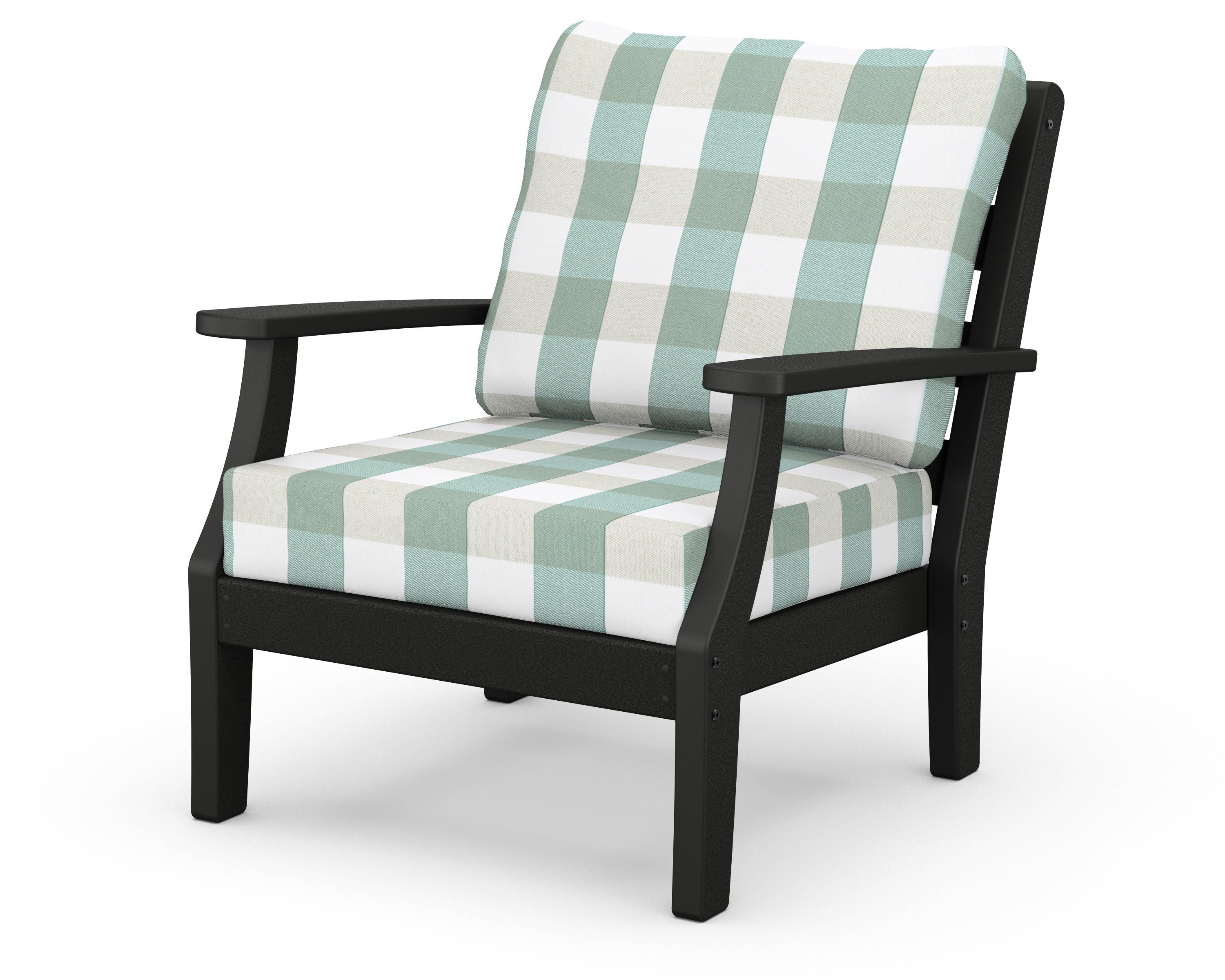 Chesapeake Deep Seating Chair in Black / Buffalo Plaid Glacier Spa