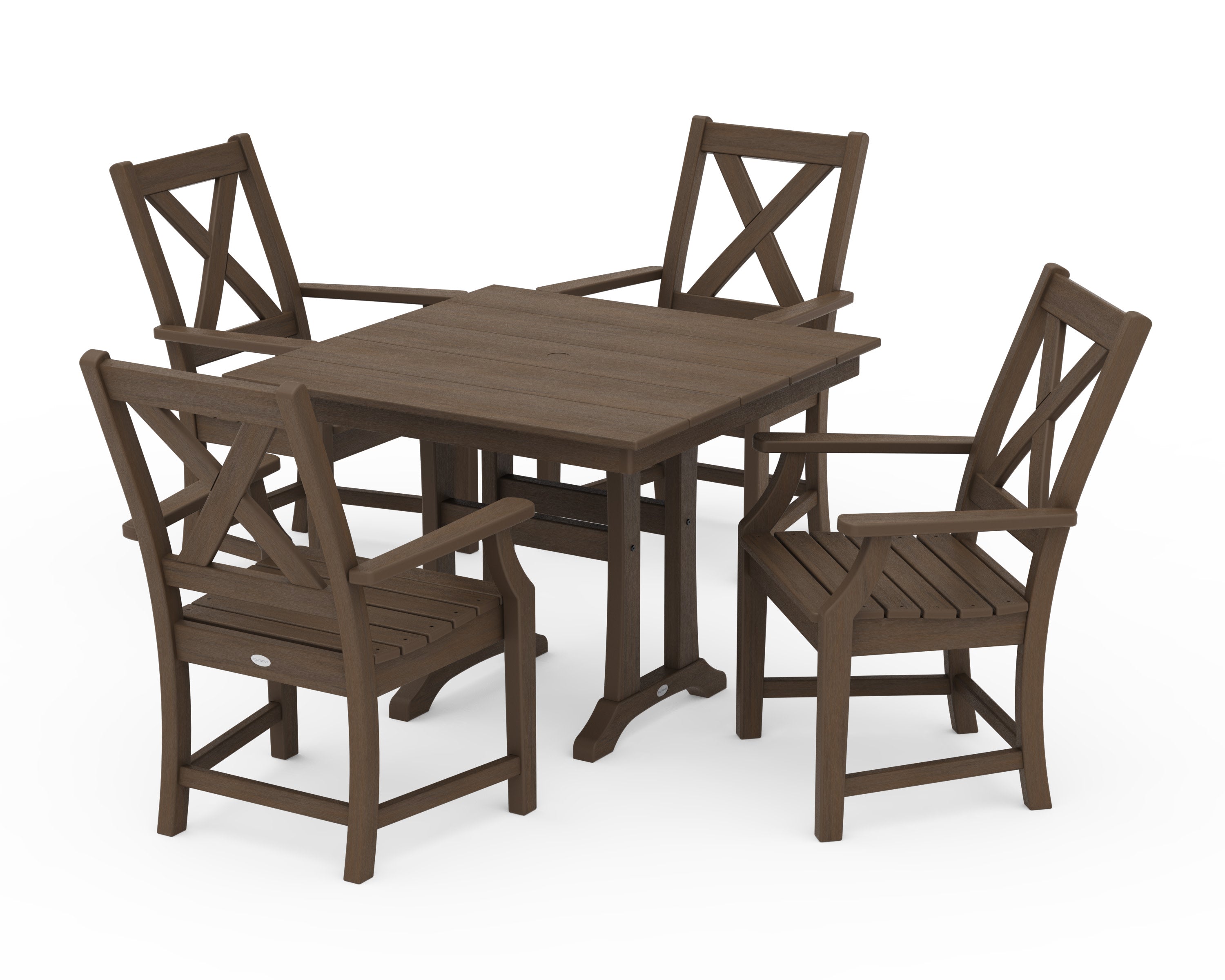 Braxton 5-Piece Farmhouse Dining Set With Trestle Legs in Kona