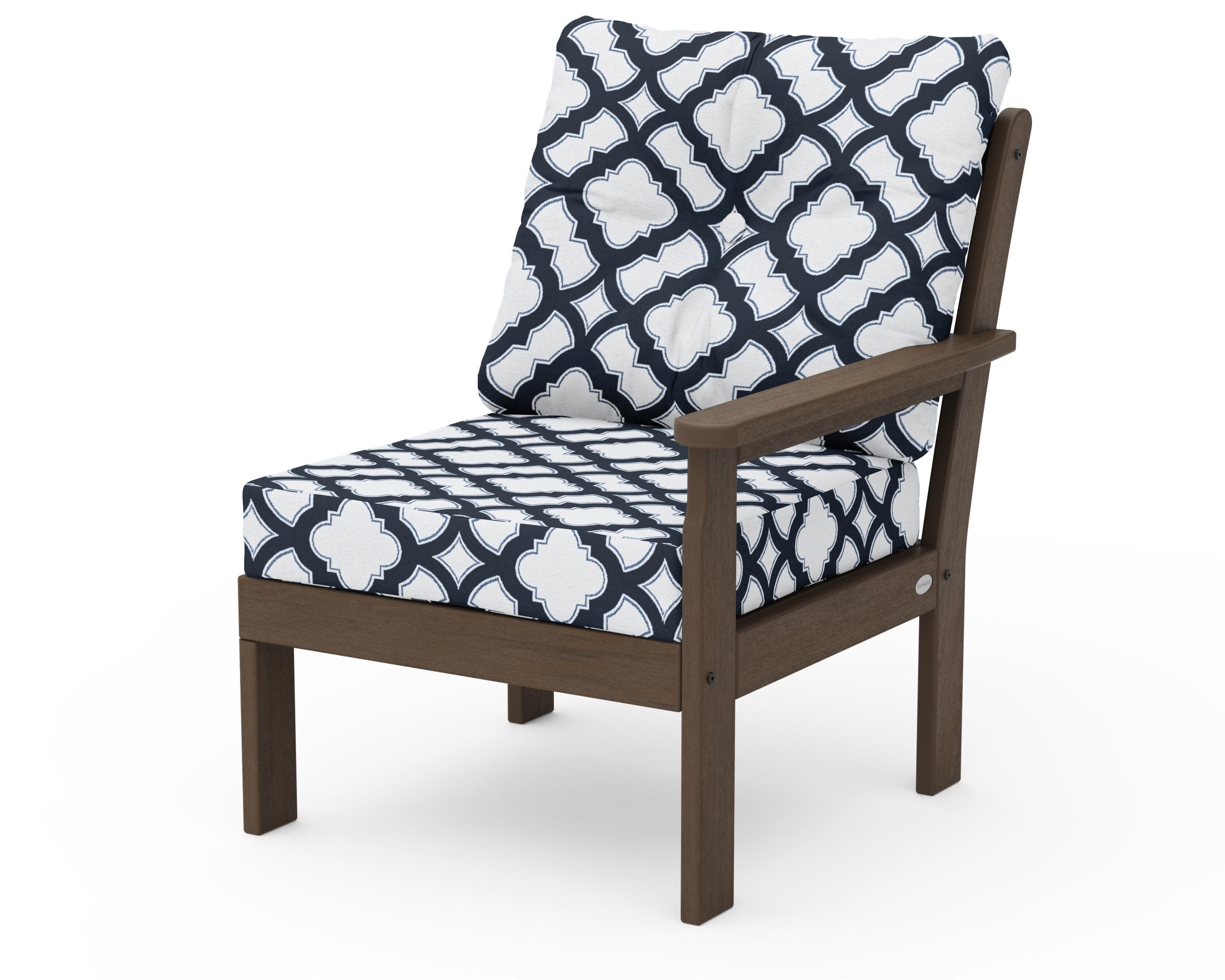 Vineyard Modular Right Arm Chair in Kona / Trellis Marine Indigo