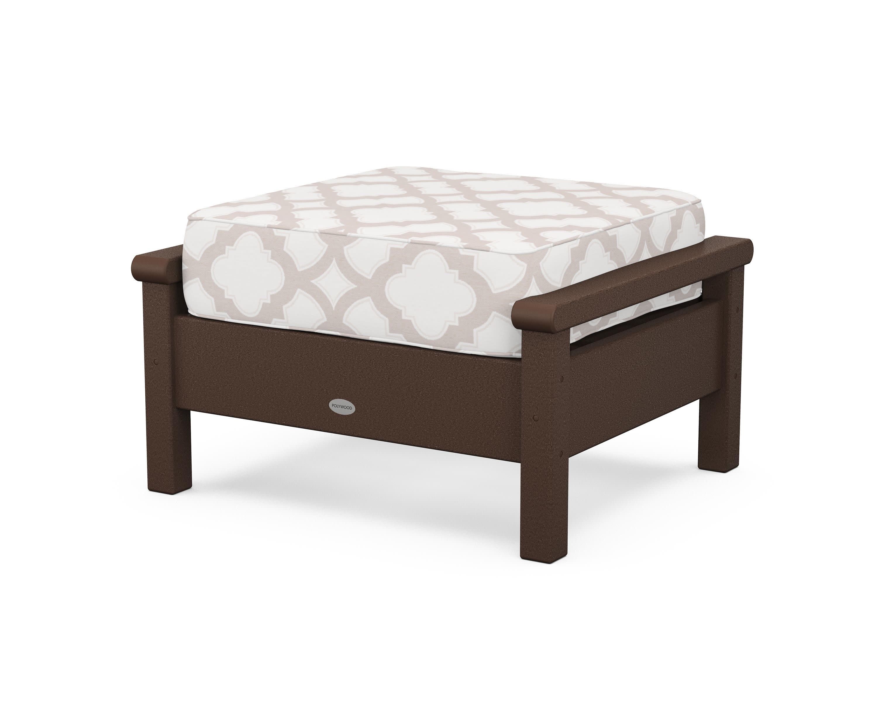 Harbour Deep Seating Ottoman in Mahogany / Trellis Dune Burlap