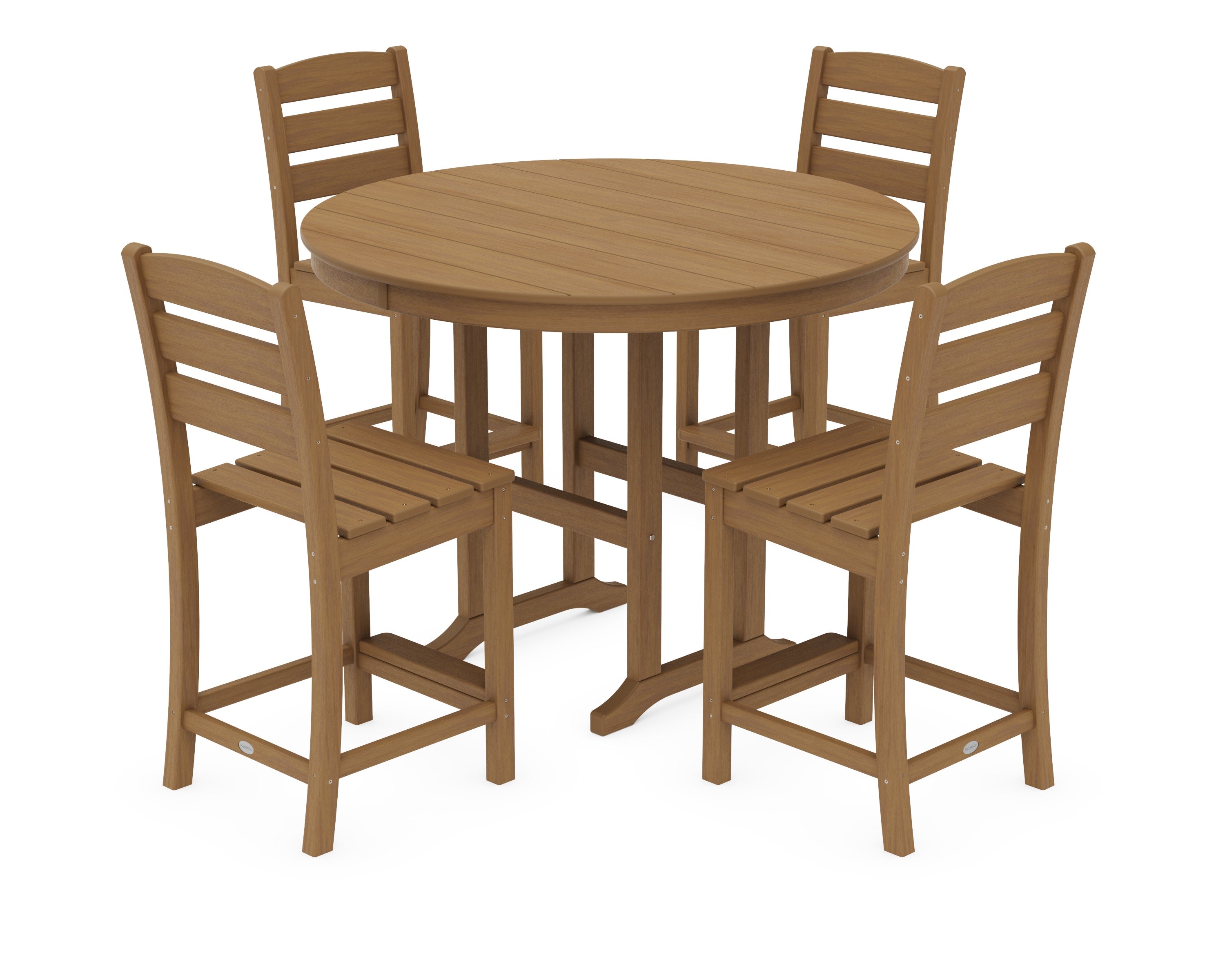 Lakeside 5-Piece Farmhouse Round Side Chair Counter Set in Natural