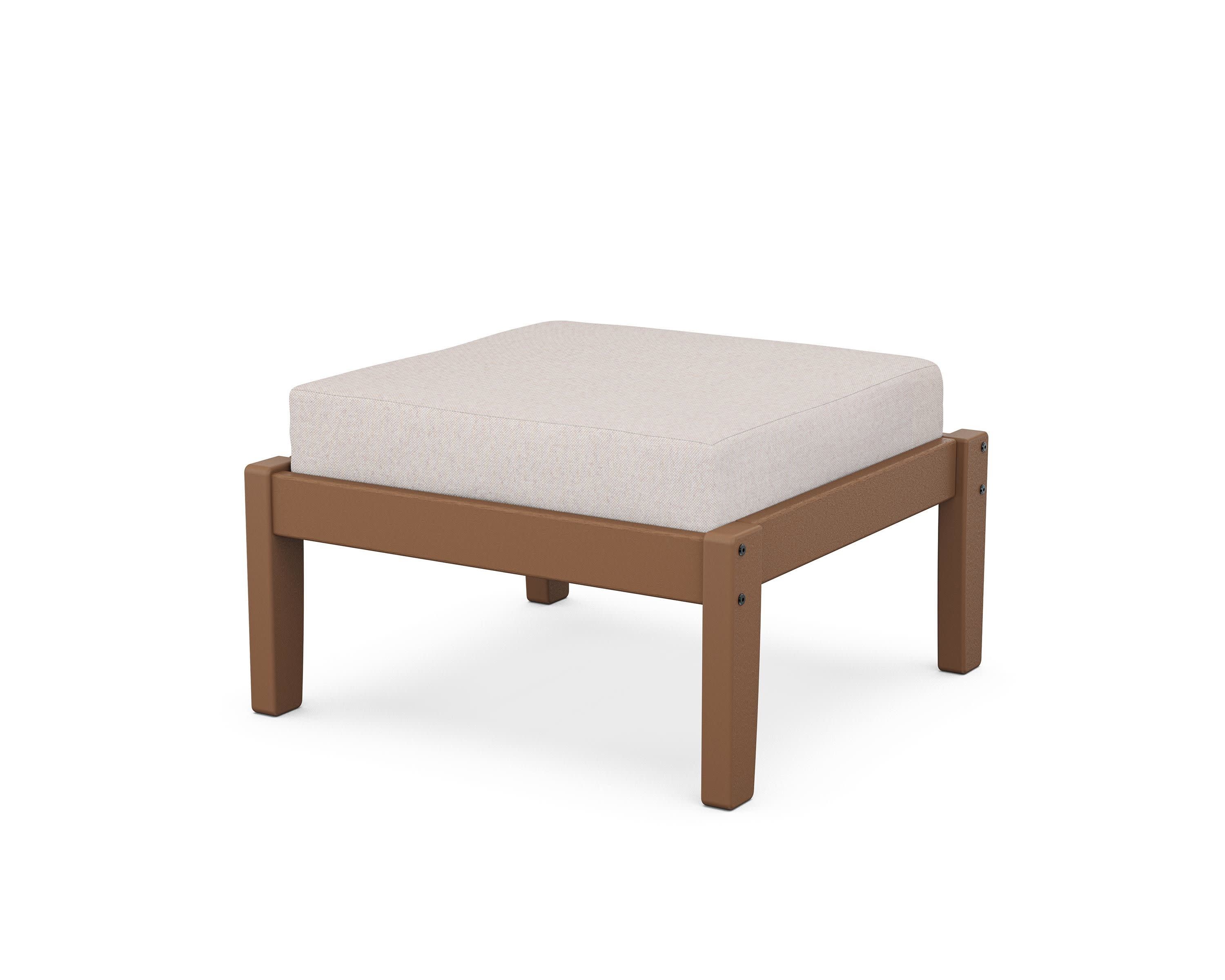 Deep Seating Ottoman in Teak / Dune Burlap