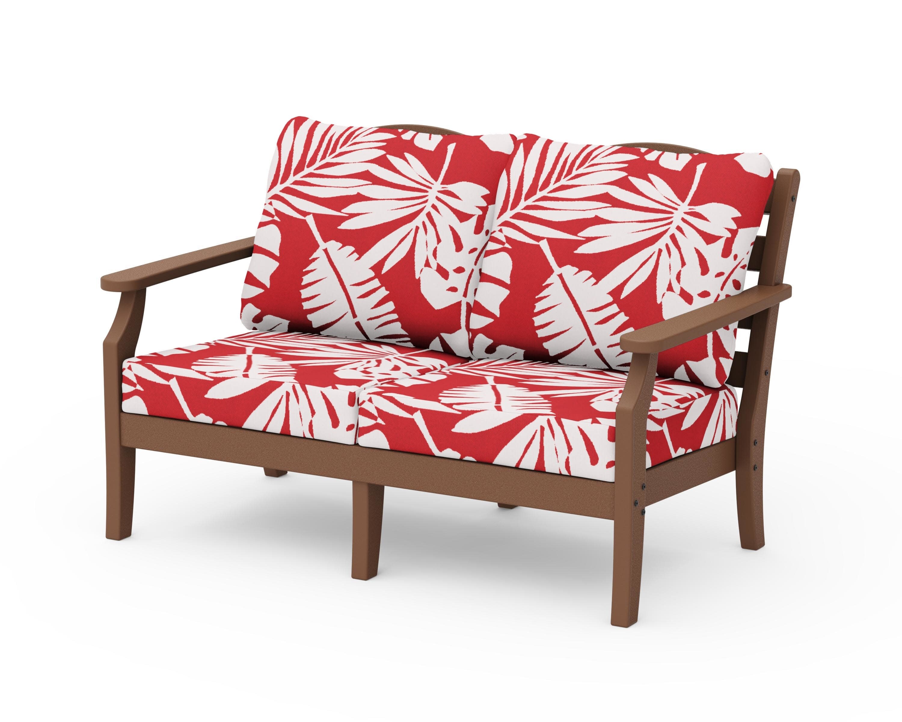 Savannah Deep Seating Loveseat in Teak / Leaf Crimson