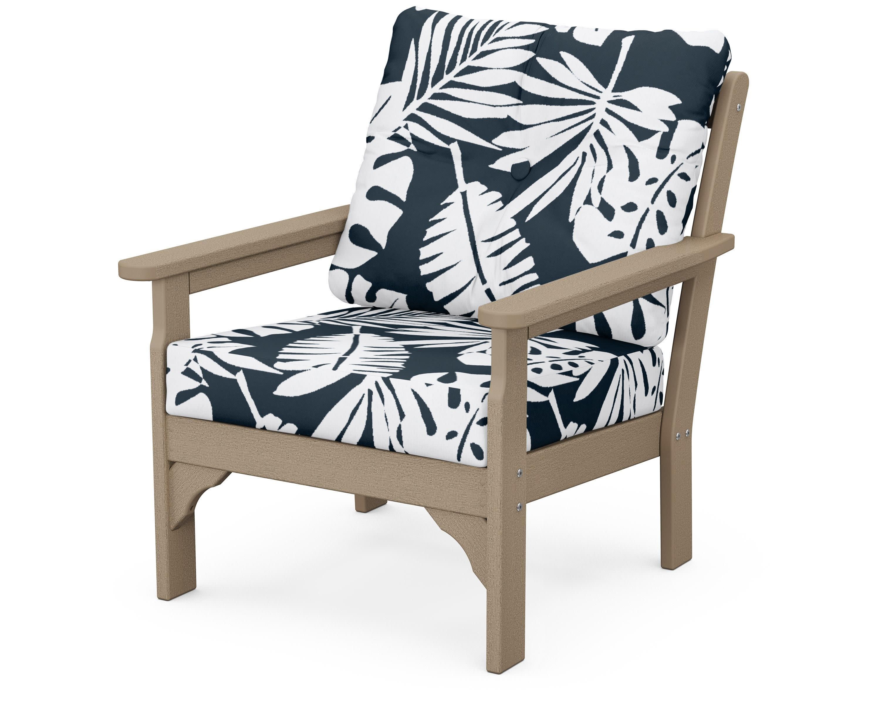 Vineyard Deep Seating Chair in Vintage Sahara / Leaf Marine Indigo