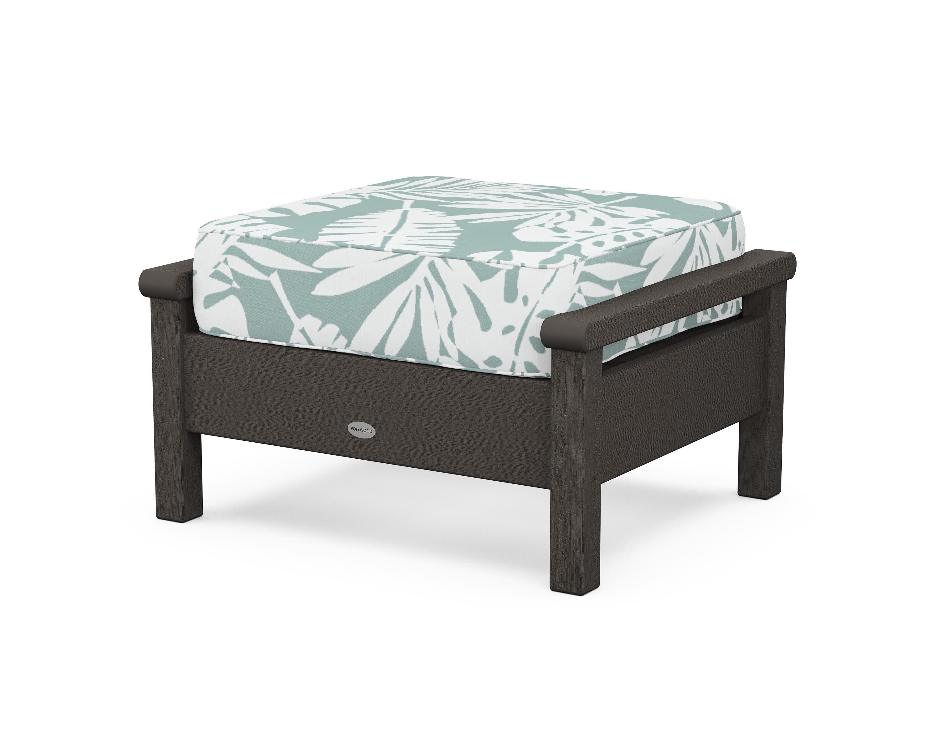 Harbour Deep Seating Ottoman in Vintage Coffee / Leaf Glacier Spa