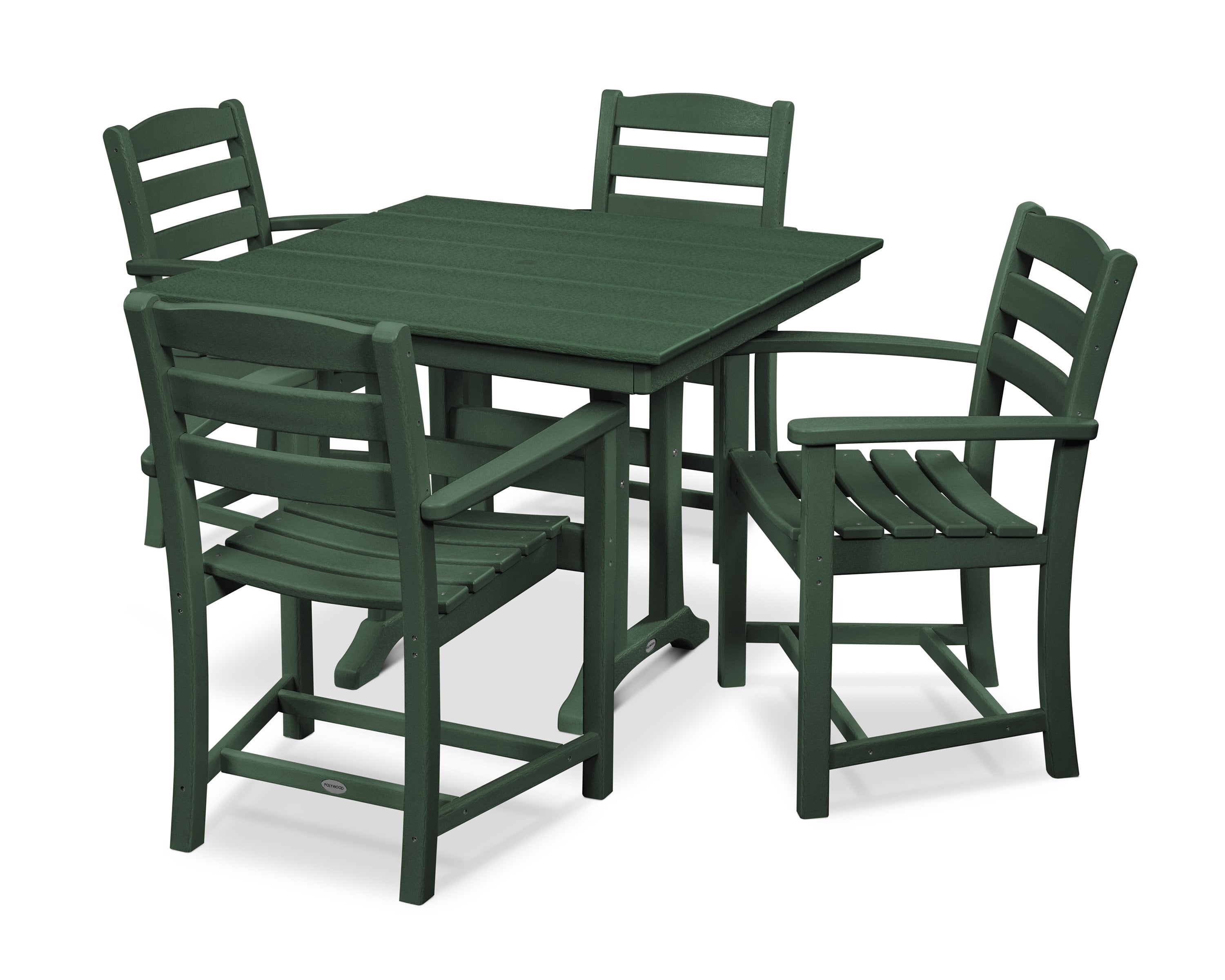 La Casa Caf 5-Piece Farmhouse Trestle Arm Chair Dining Set in Green