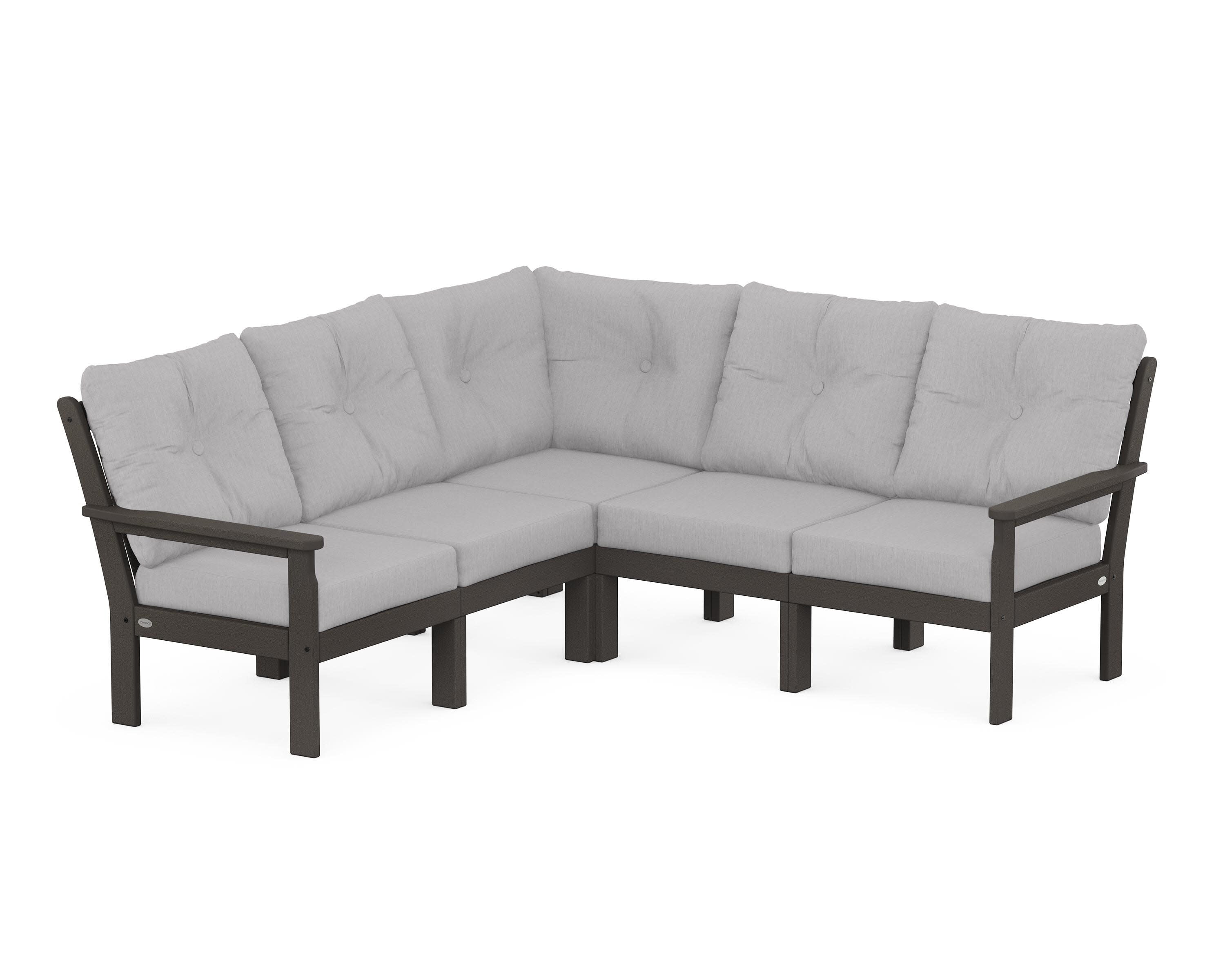 Vineyard 5-Piece Sectional in Vintage Coffee / Granite