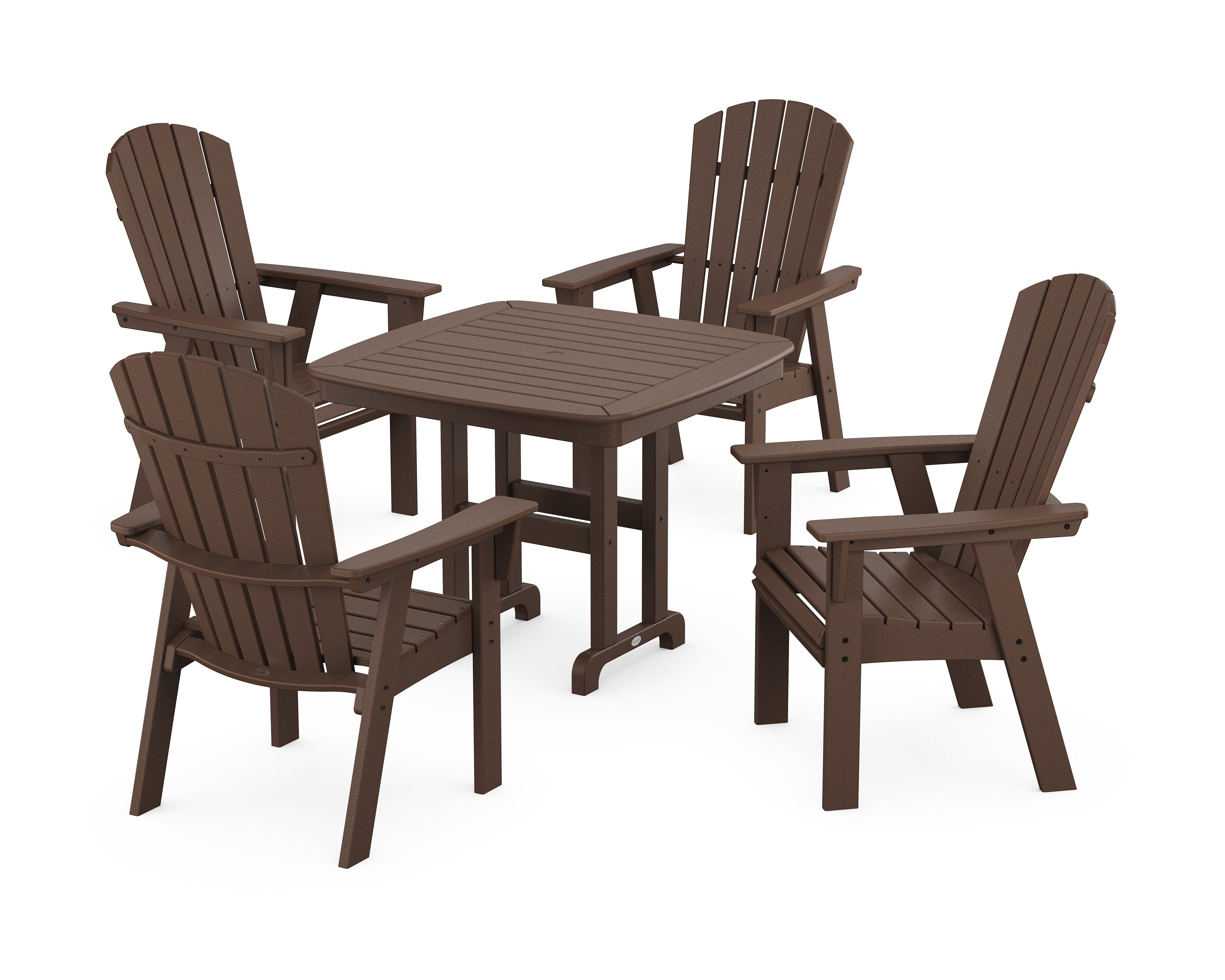 Nautical Curveback Adirondack 5-Piece Dining Set in Mahogany