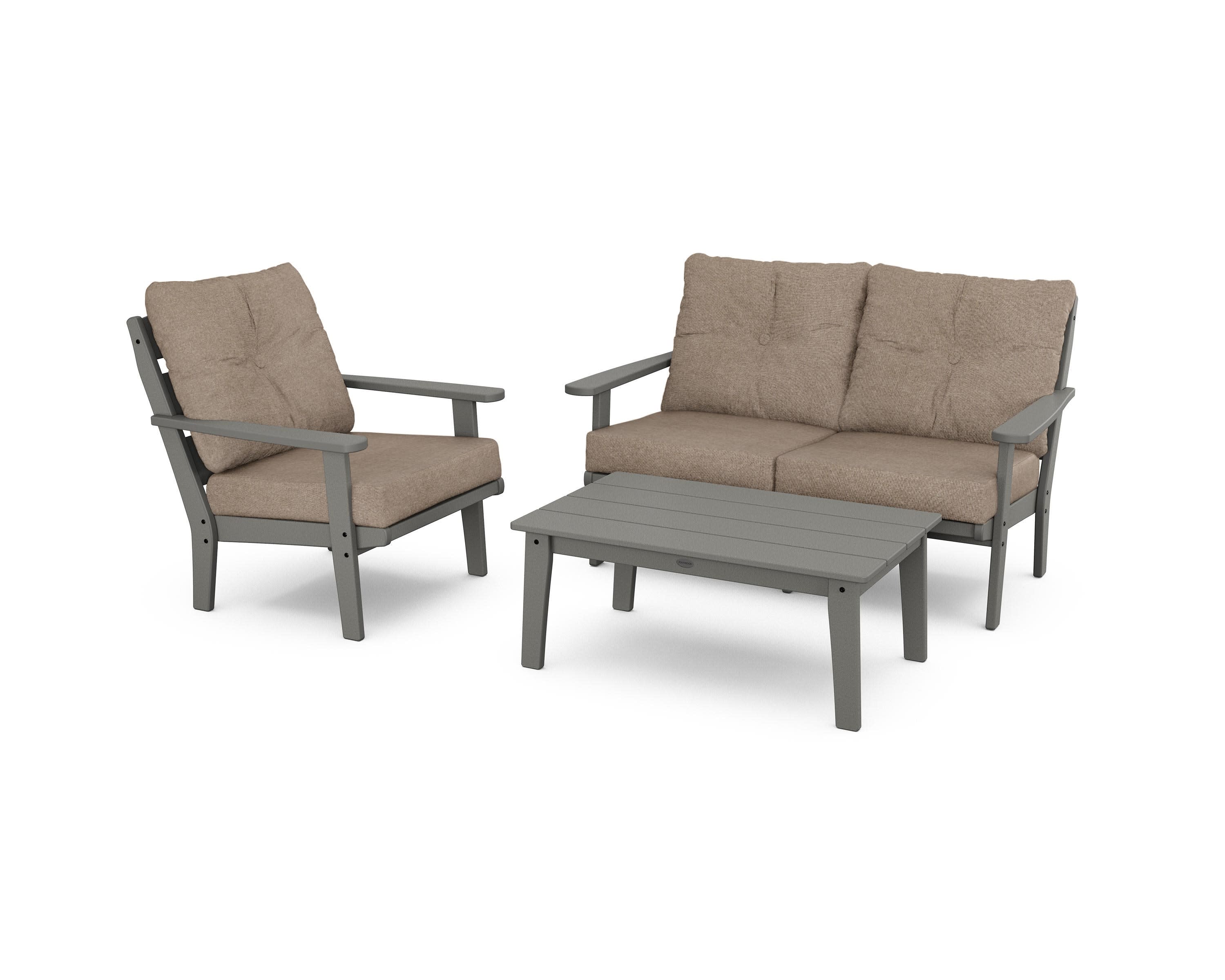 Lakeside 3-Piece Deep Seating Set in Slate Grey / Spiced Burlap