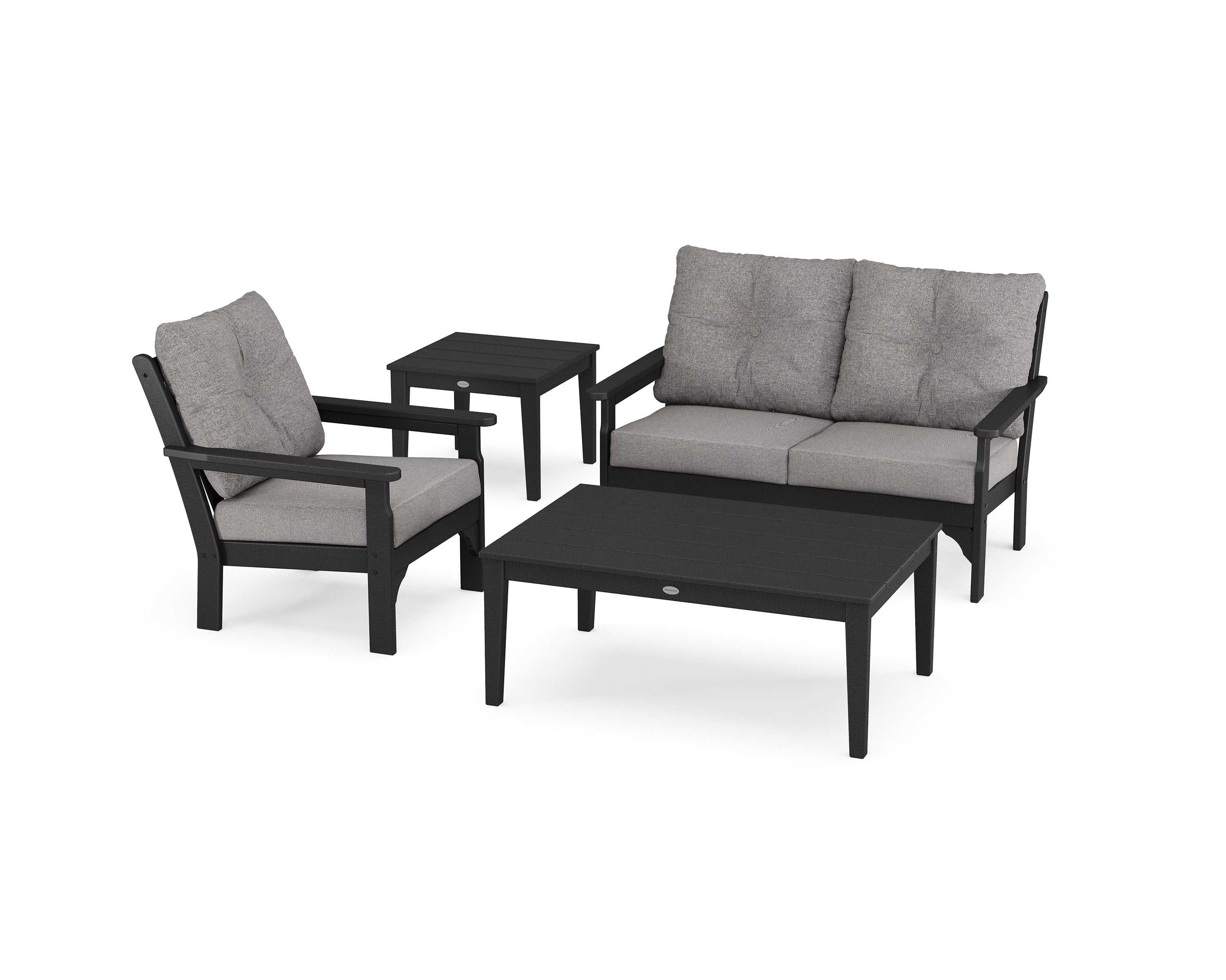 Vineyard 4-Piece Deep Seating Set in Black / Grey Mist