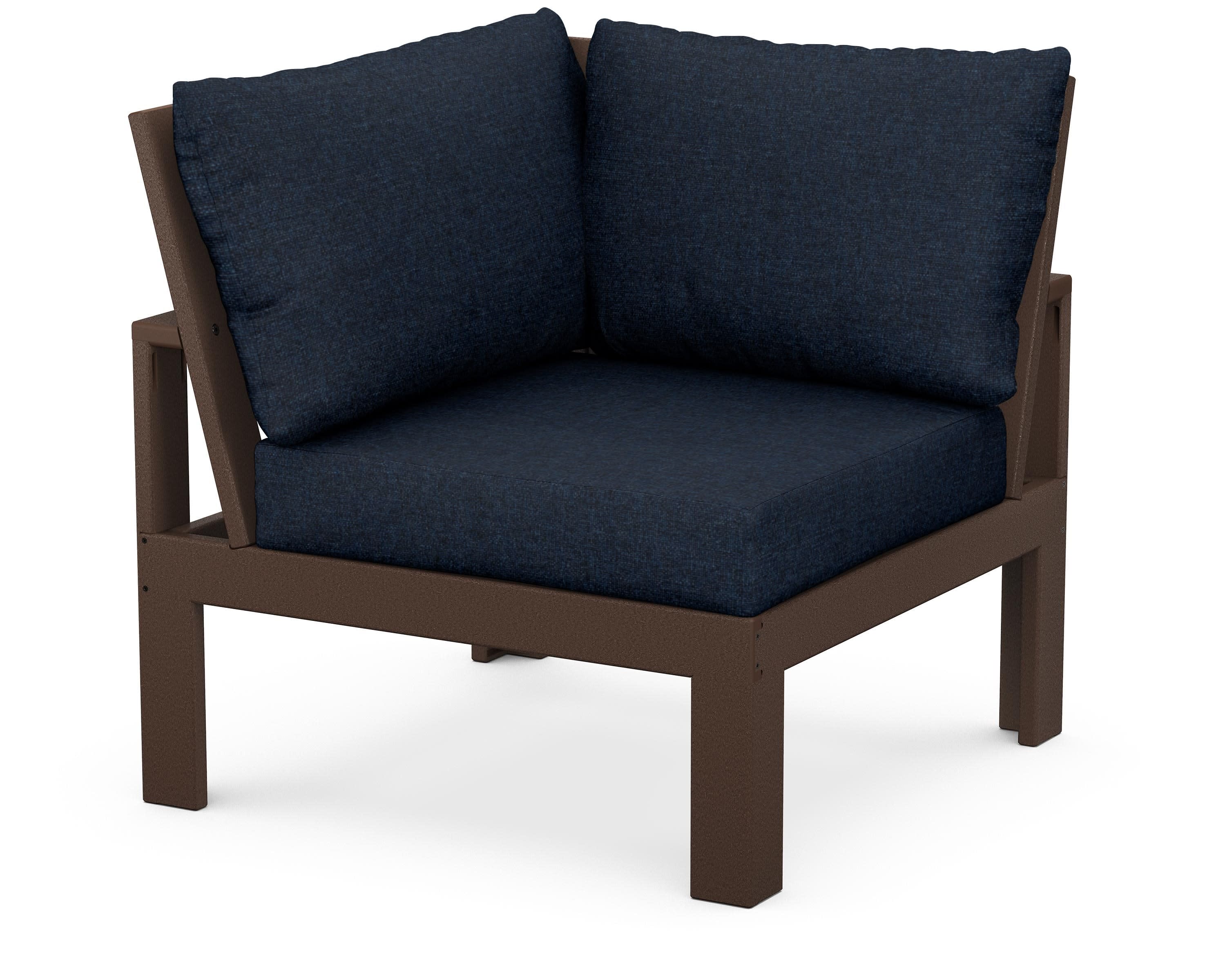 Modular Corner Chair in Mahogany / Marine Indigo