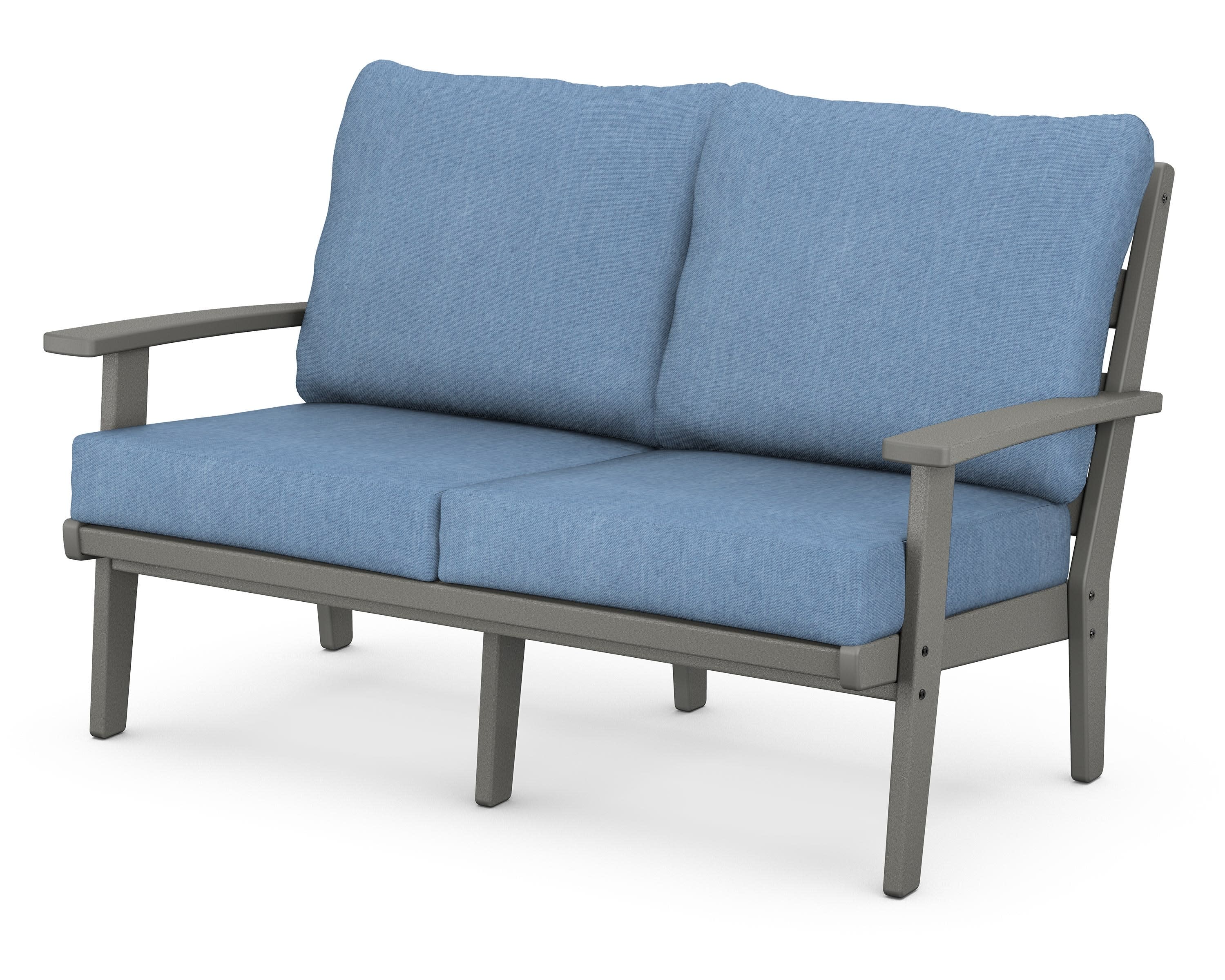 Grant Park Deep Seating Loveseat in Slate Grey / Sky Blue