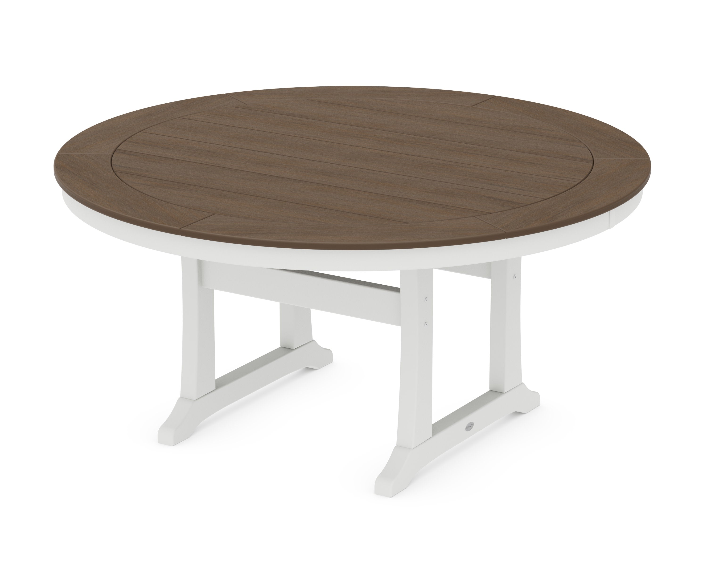 Nautical Trestle 60" Round Dining Table in White / Kona
