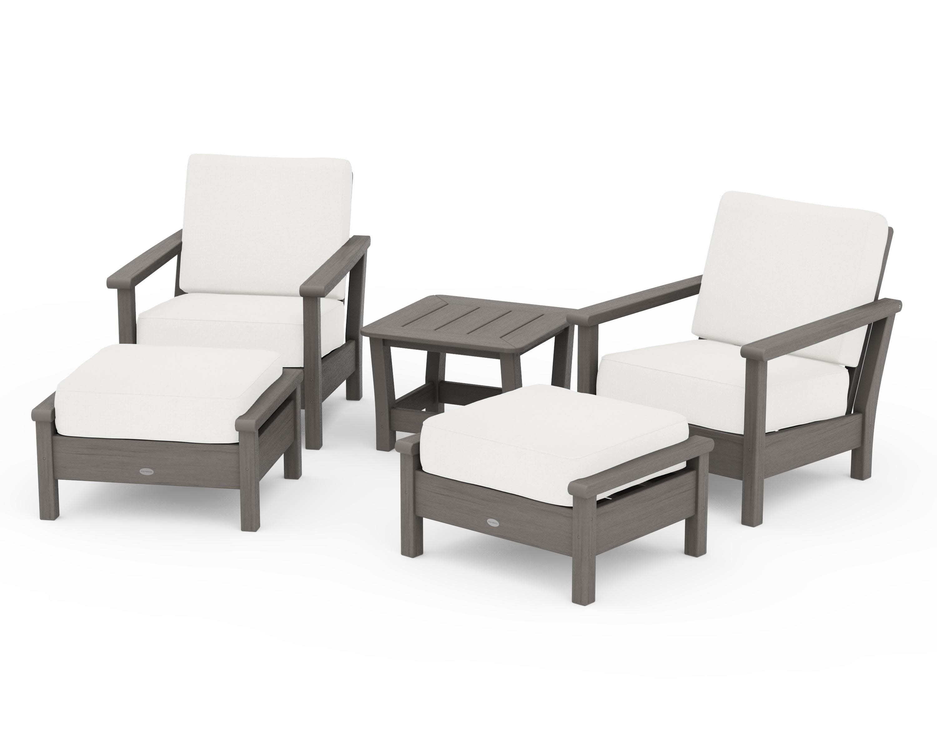 Harbour 5-Piece Deep Seating Chair Set in Driftwood / Natural Linen